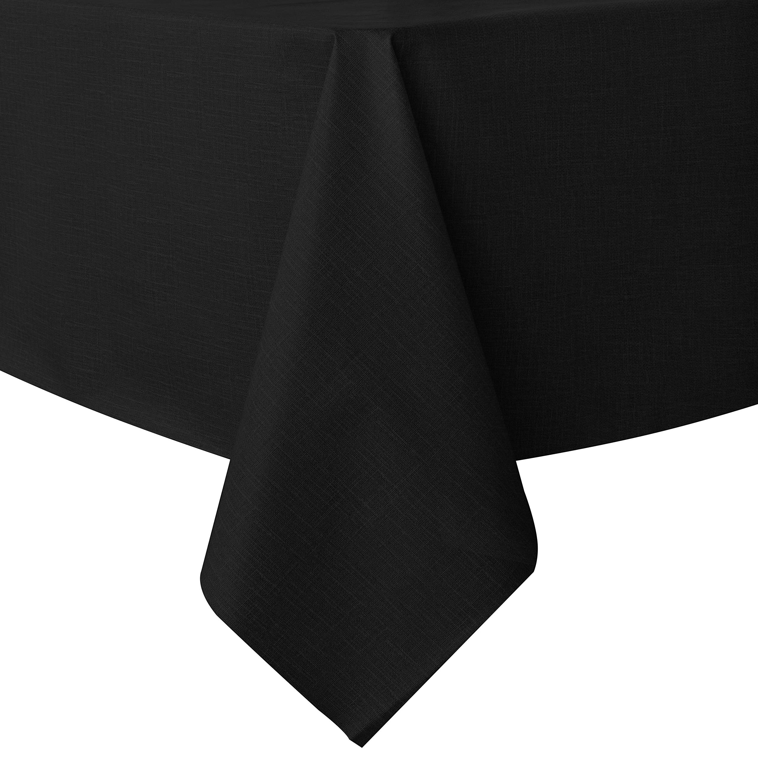 Sancua 60 x 60 Inch Waterproof PVC Tablecloth - Oil & Spill Proof Vinyl Table Cover for Dining, Buffet Parties, Camping - Easy to Clean Rectangle Table Cloth (Black) | Perfect for Outdoor Picnics, Family Gatherings & Restaurant Use