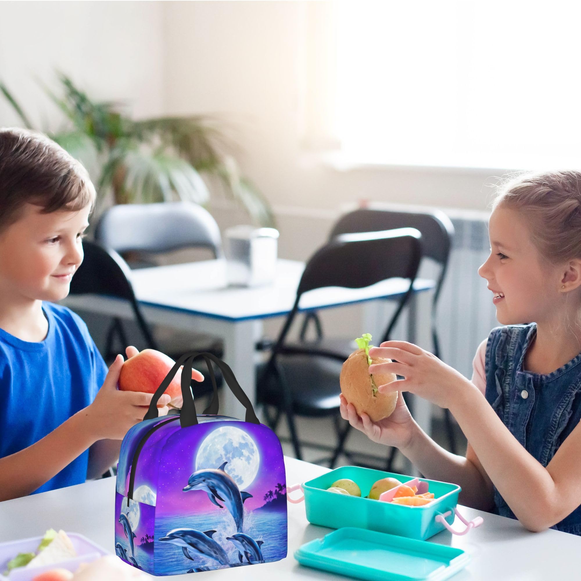 Insulated Dolphin Lunch Box for Kids - Reusable Lunch Bags for Boys & Girls, Perfect for School, Camping, Hiking, Picnic, Beach & Travel - Keep Food Fresh for Outdoor Adventures & Daily Use