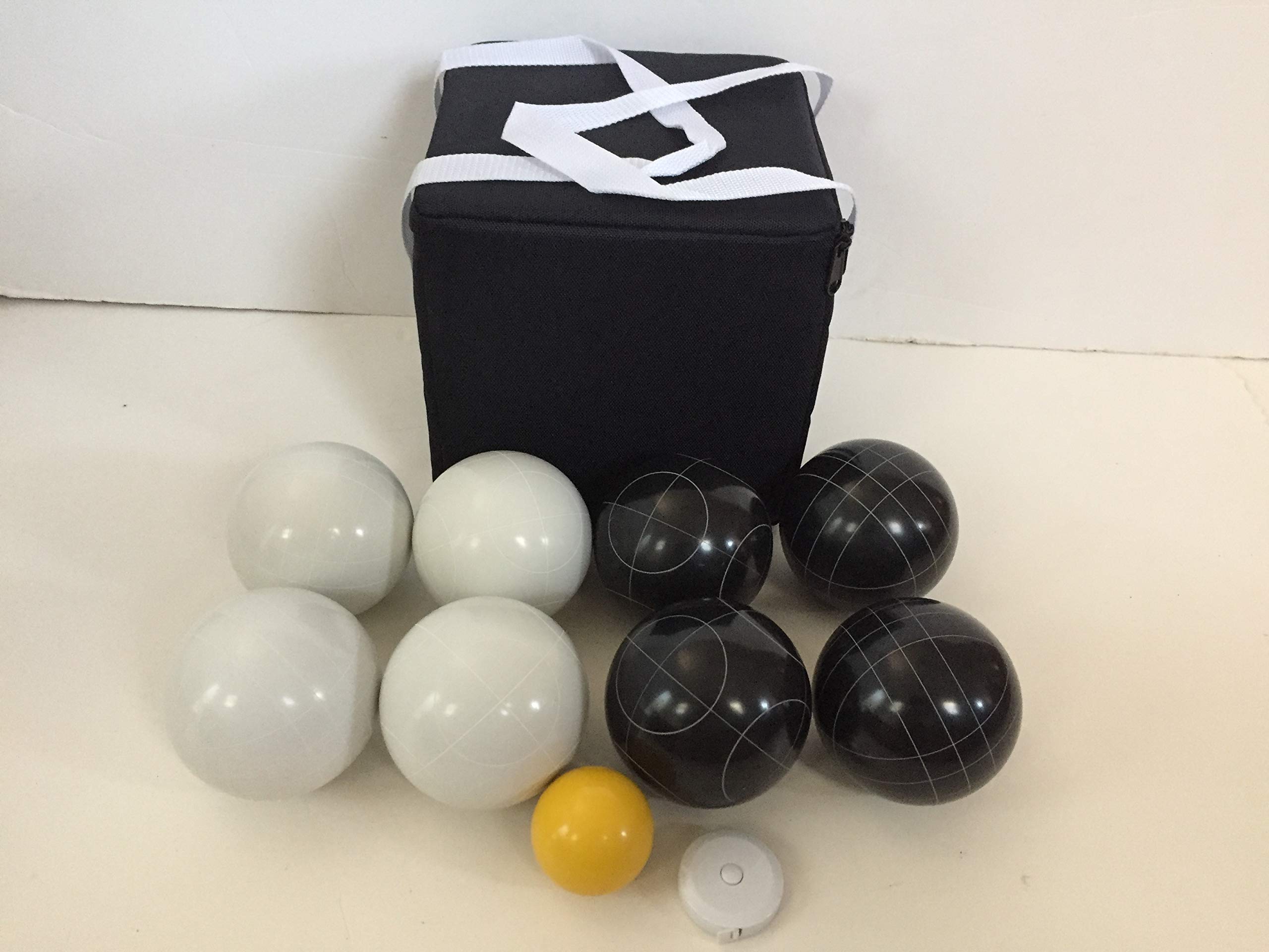 Premium 107mm Bocce Ball Set - Black & White Balls with Durable Carrying Bag | Outdoor Lawn Games, Backyard Parties & Beach Activities