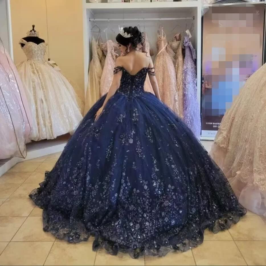 Floral Lace Crystal Beaded Off-Shoulder Quinceanera Dress 2025 | Ball Gown for Graduation, Homecoming & Prom | Elegant Formal Evening Gown for Special Occasions