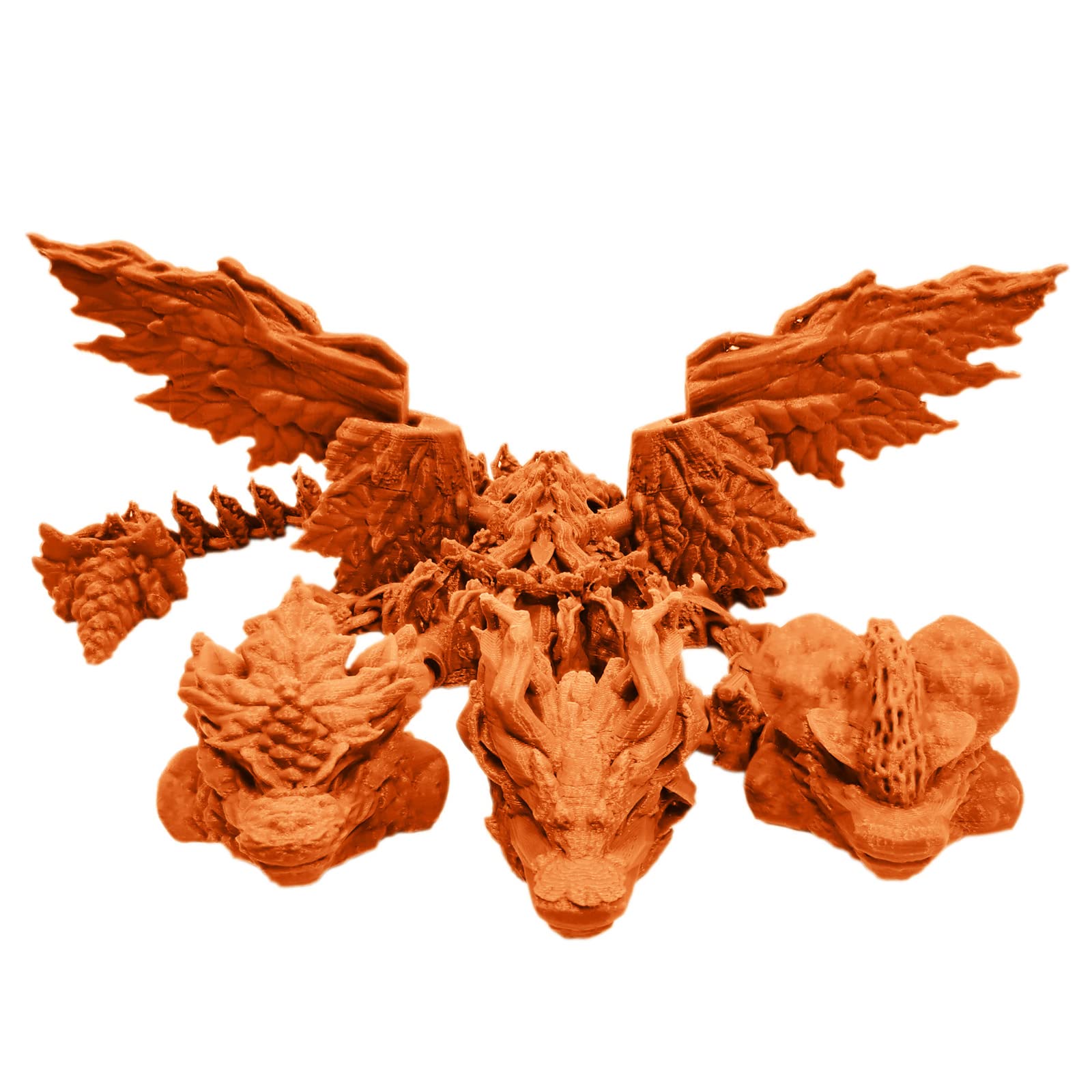 3D Printed Articulated Three-Headed Dragon Toy - Ancient Mythical Beast Monster with Deformable Joints, Anti-Anxiety Action Figure for Collectors (Joy Orange, 15.7 Inch) - Perfect for Home Decor, Stress Relief, and Fantasy Collections
