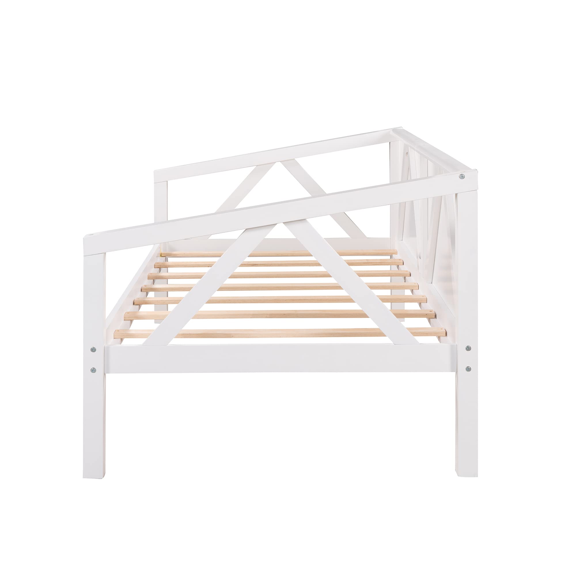 SOFTSEA Twin Daybed Frame - Sturdy Wooden Bed Frame with Wood Slats Support & Triangle Design | Perfect for Guest Room, Dorm, or Small Space Living