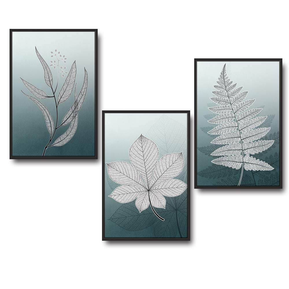 Wall26 3-Panel Framed Leaf Canvas Wall Art Set - 16x24 Inches, Ready to Hang Nature-Themed Home Decor for Living Room & Bedroom | Perfect for Modern Interior Design & Housewarming Gifts