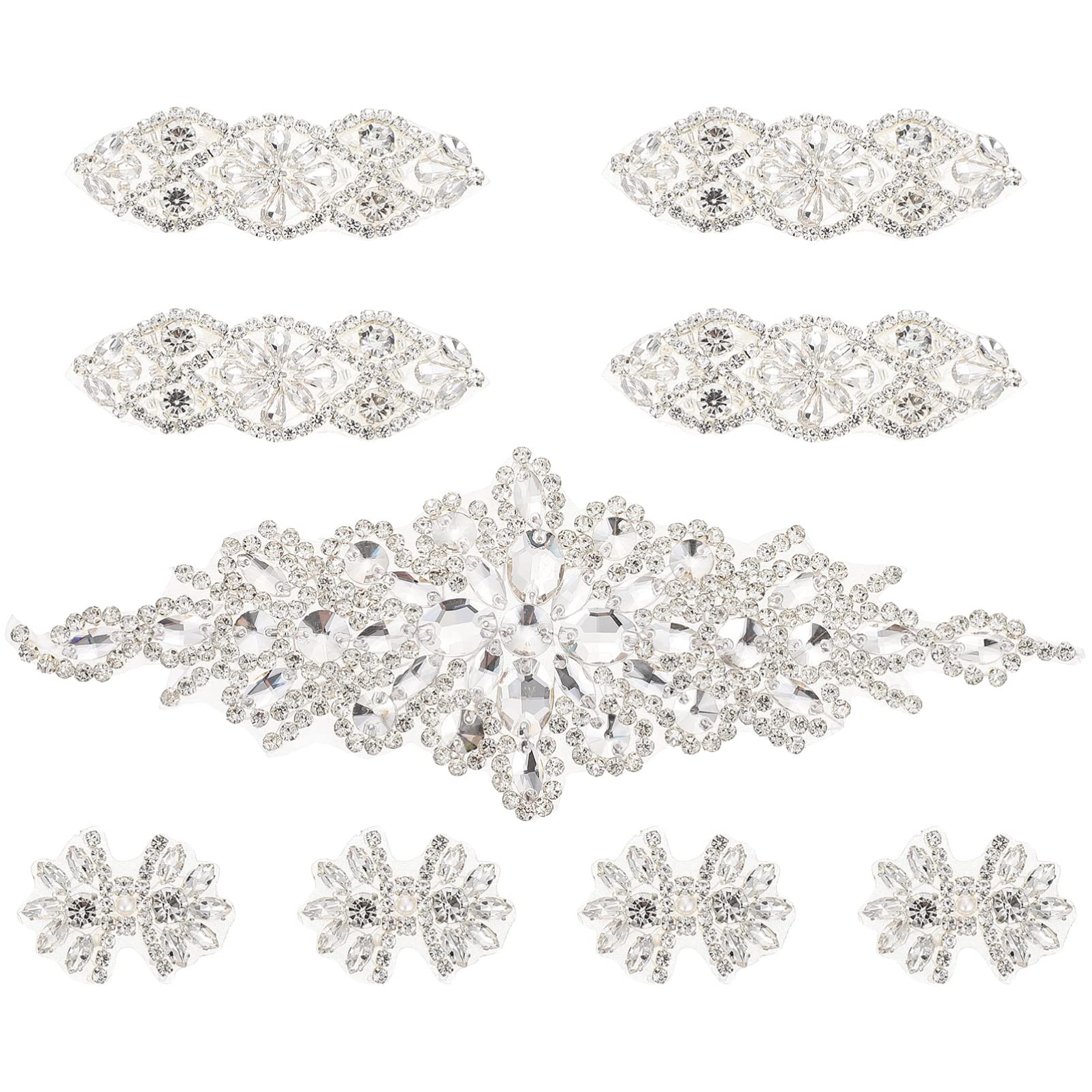 Exquisite 9Pcs Wedding Dress Rhinestone Appliques - Elegant Bridal Belt Ornaments for Wedding Gowns, Bridesmaid Dresses & Evening Gowns | Perfect for DIY Dress Decoration, Bridal Accessories & Special Occasions
