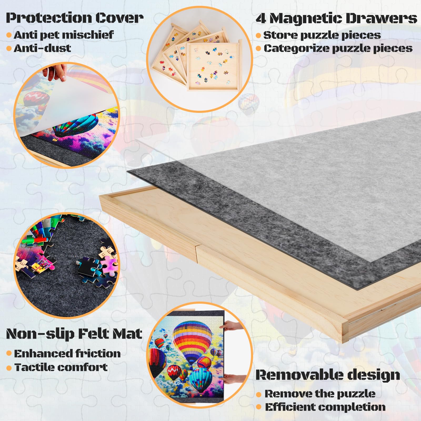 1500 Piece Rotating Puzzle Board with 4 Drawers - 27