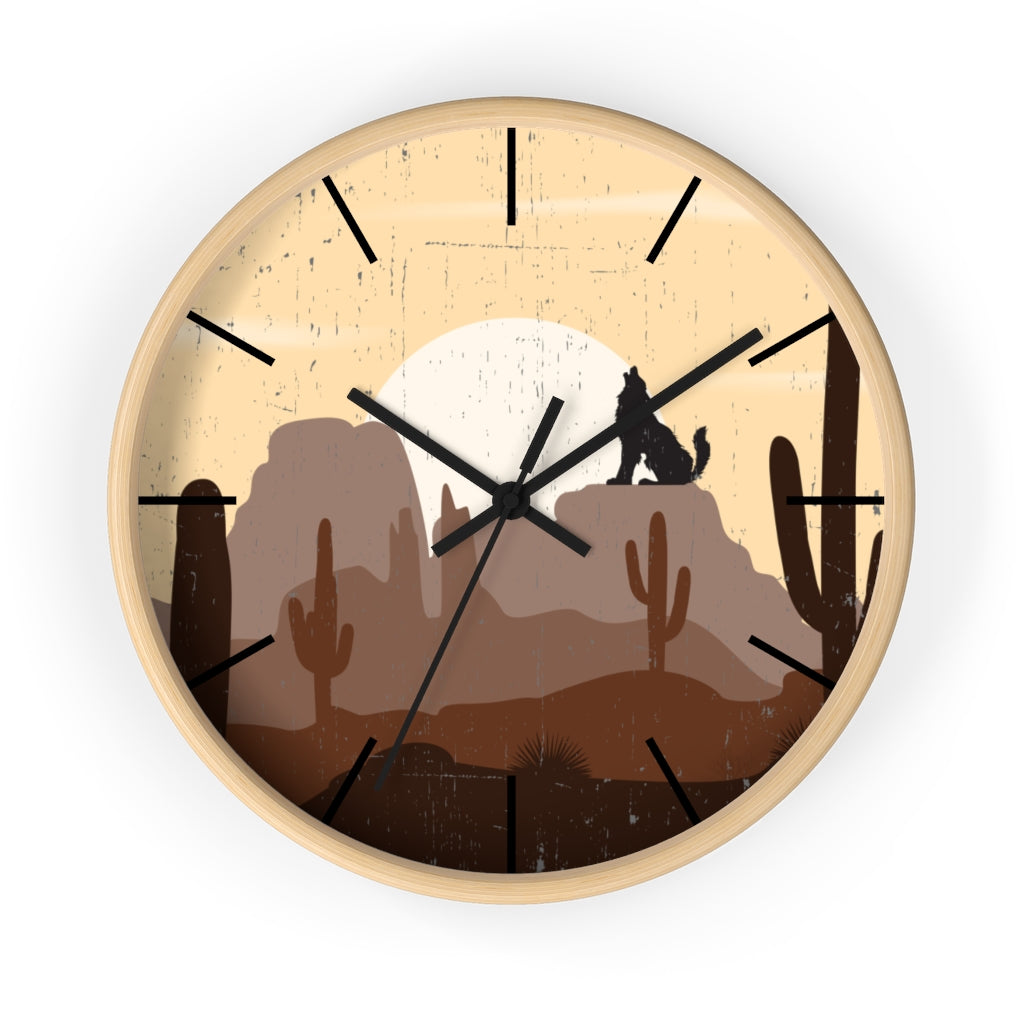 Wolf Mountain Sunrise Wall Clock - Silent Non-Ticking Battery Operated Round Clock for Living Room, Bedroom, Office & Home Decor