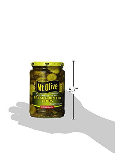 Mt. Olive Bread and Butter Pickle Chips, 24 oz Jar - Crunchy Sweet & Tangy Pickles for Sandwiches, Burgers, Charcuterie Boards & Snacking