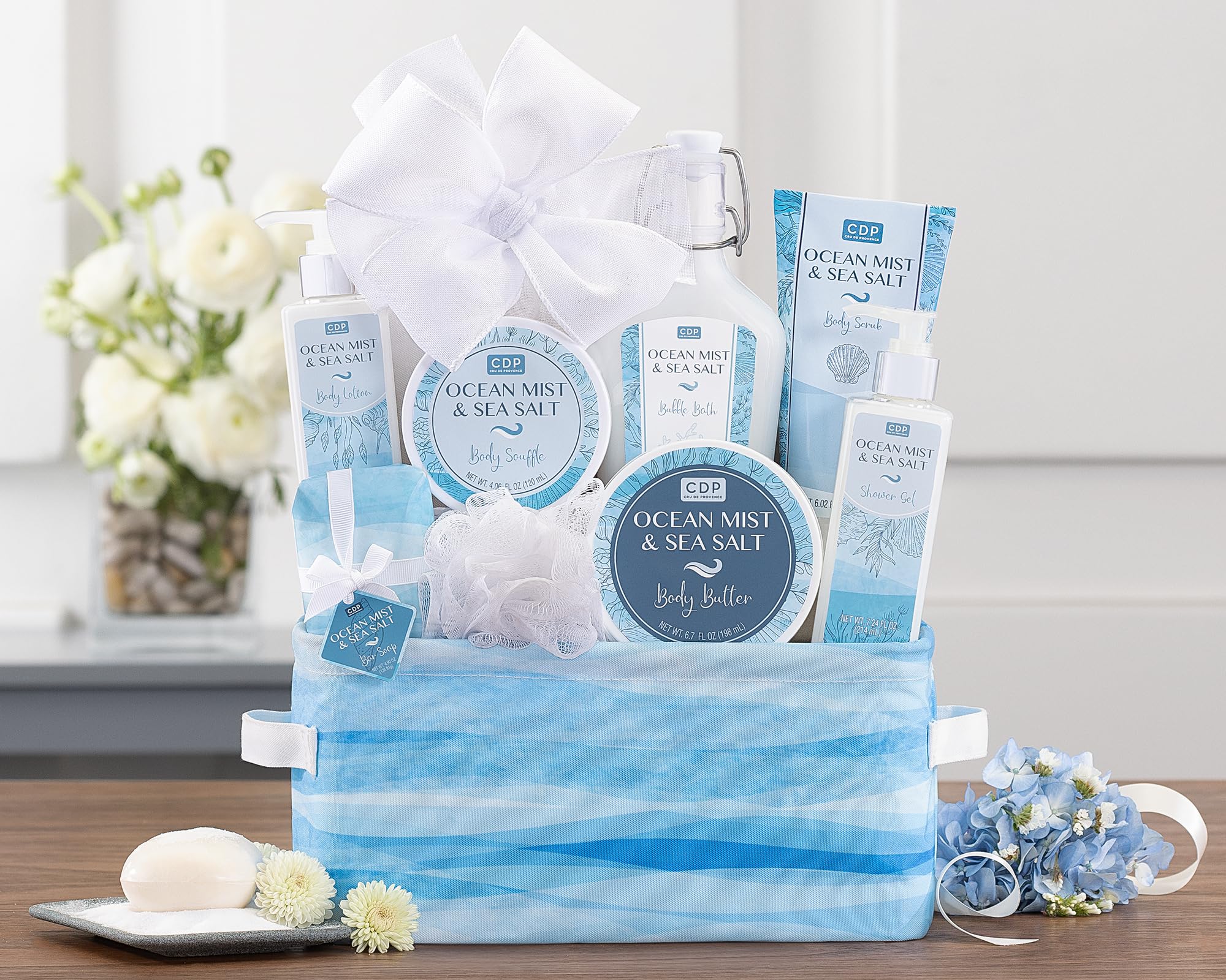 Luxury Spa Gift Basket for Women - Relaxing Beach Day Escape Set with Bath & Body Products, Slippers & More | Perfect Birthday, Mother's Day & Anniversary Gift by Wine Country Gift Baskets | Home Spa Retreat & Self-Care Package