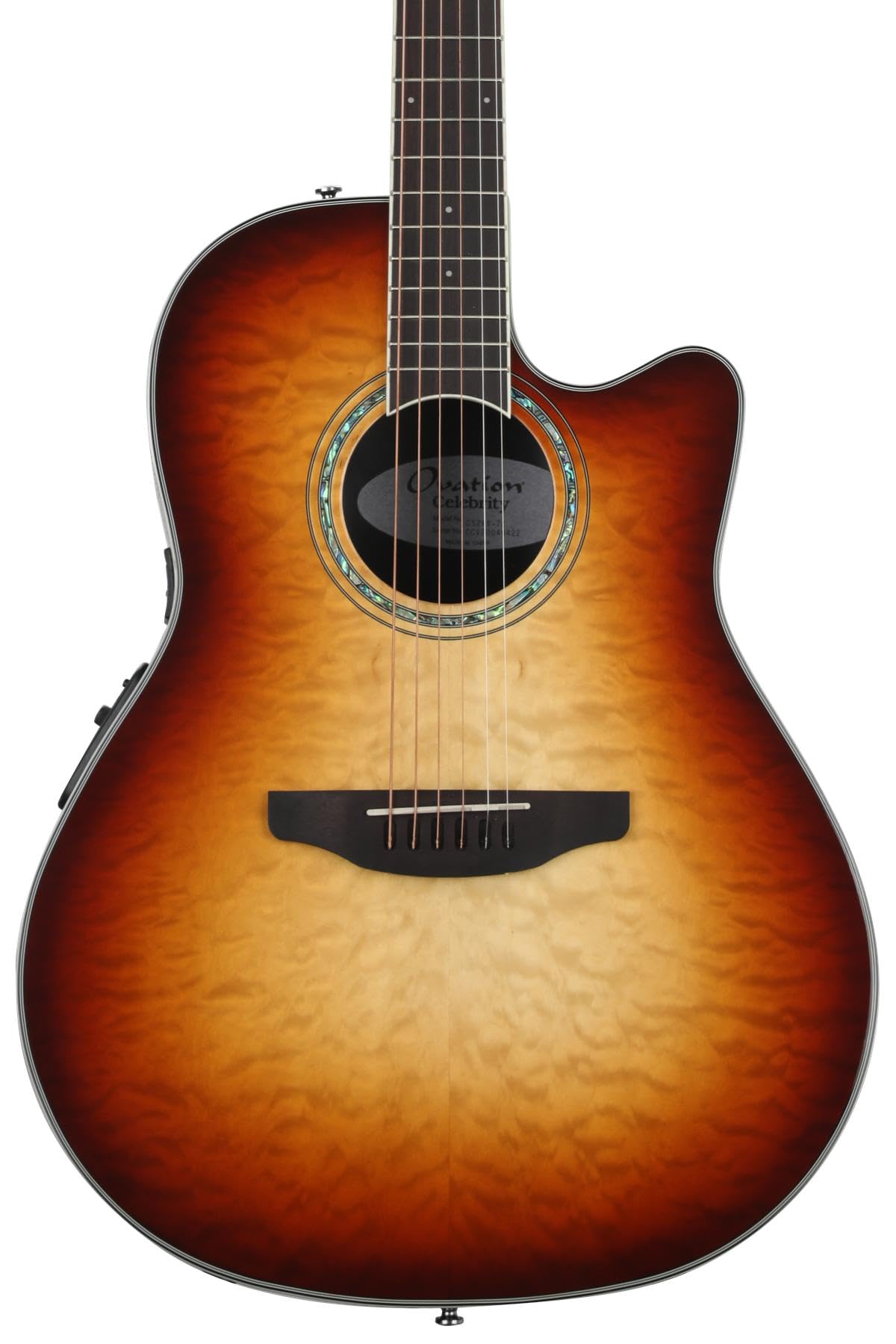 Ovation Celebrity Standard Exotic Mid-depth Acoustic-electric Guitar - Cognac Burst Natural Gloss | Professional Performance & Home Studio Use