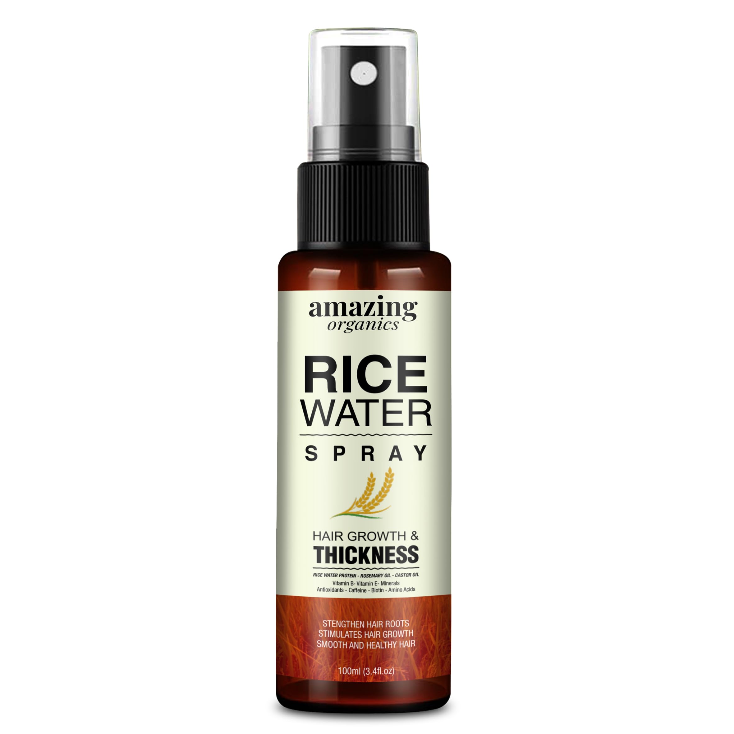 Rice Water Hair Growth Spray with Rosemary & Castor Oil - Natural Hair Loss Treatment for Women & Men - Promotes Thicker, Stronger Hair for Daily Care & Styling