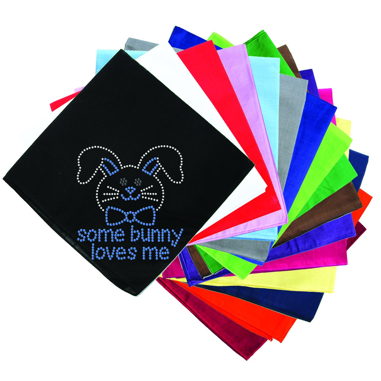 Easter Rhinestone Dog Bandana - Some Bunny Loves Me Blue Pet Bandana for Small Medium Large Dogs - Perfect for Easter Photos, Spring Walks & Holiday Parties