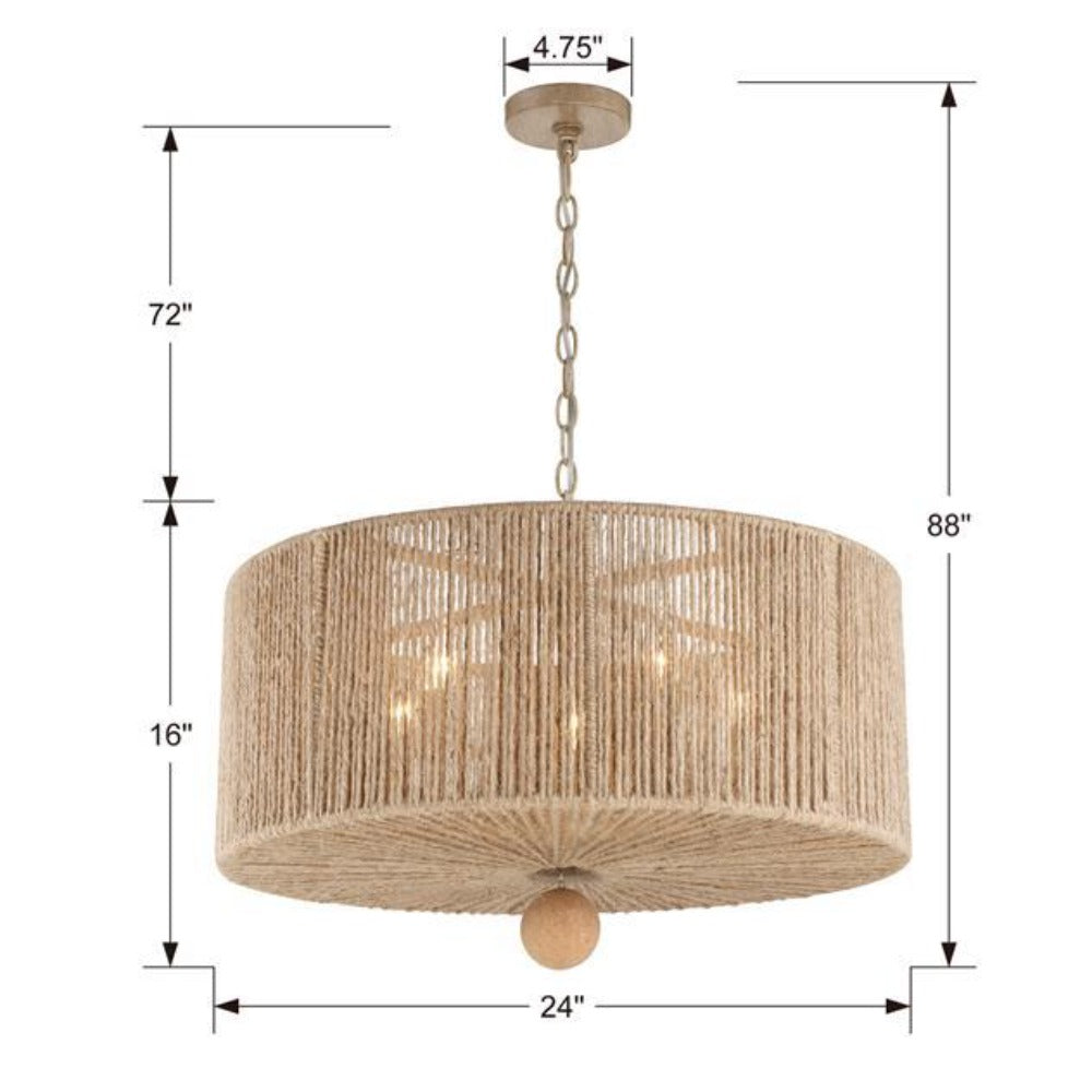 Ada Drum Pendant Light - Modern Handmade Rattan Woven Chandelier for Dining Room, Bedroom, Living Room & Boho Home Decor