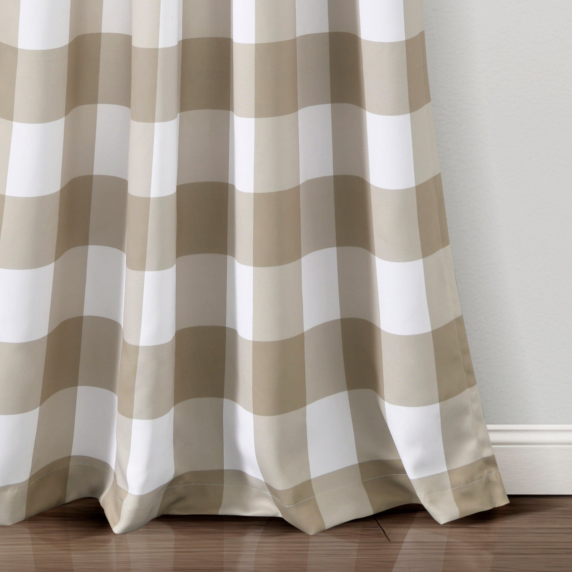 Kelly Checker Light Filtering Window Curtain Panel Set - Blackout Sheer Drapes for Living Room, Bedroom & Office - Soft Textured Fabric with Modern Checkerboard Design