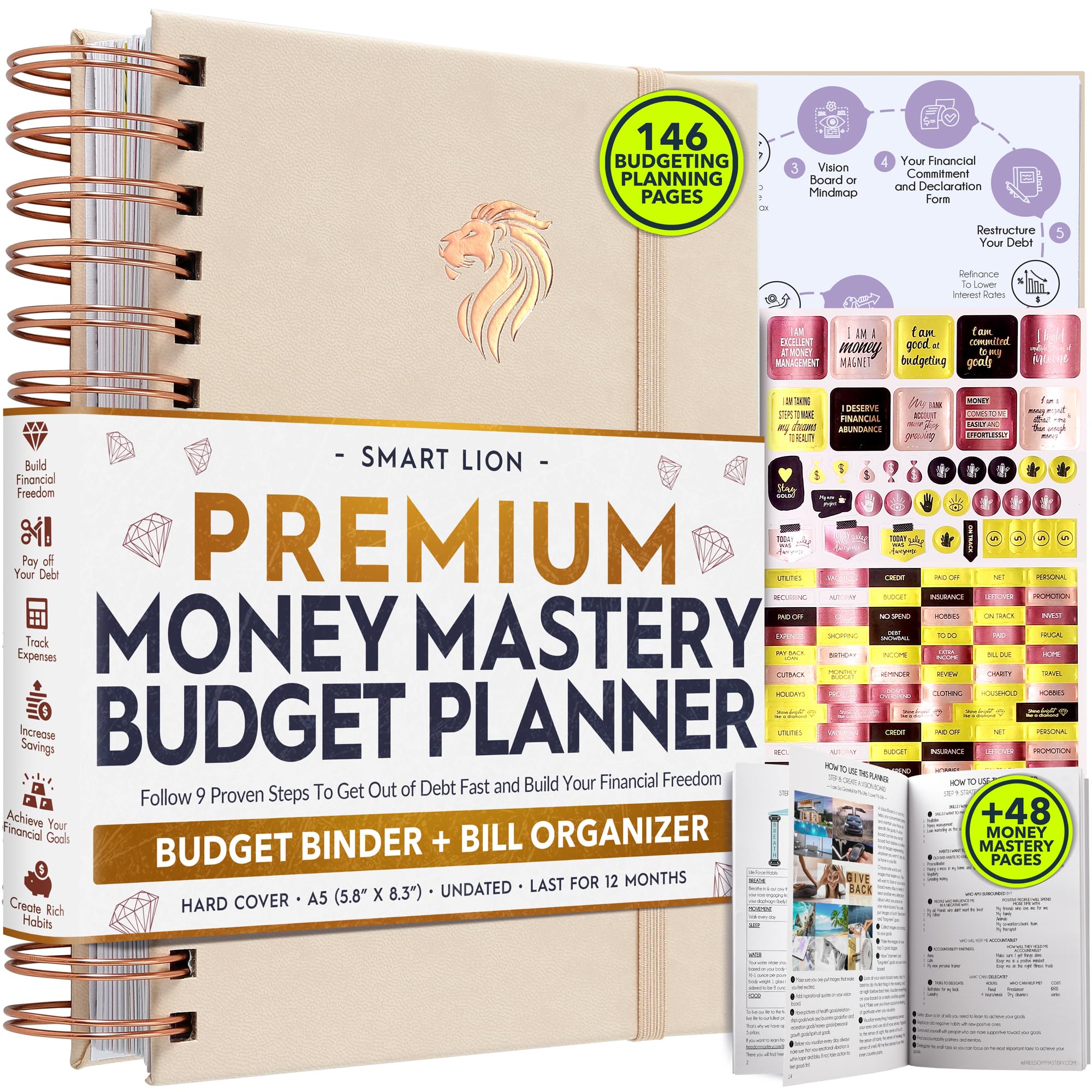 2025 Spiral Budget Planner & Monthly Bill Organizer with Pockets - Financial Journal, Debt Tracker for Bill Payments & Savings | 12-Month Money Management System for Financial Freedom | Perfect for Home Budgeting, Personal Finance Tracking, and Savings Goals