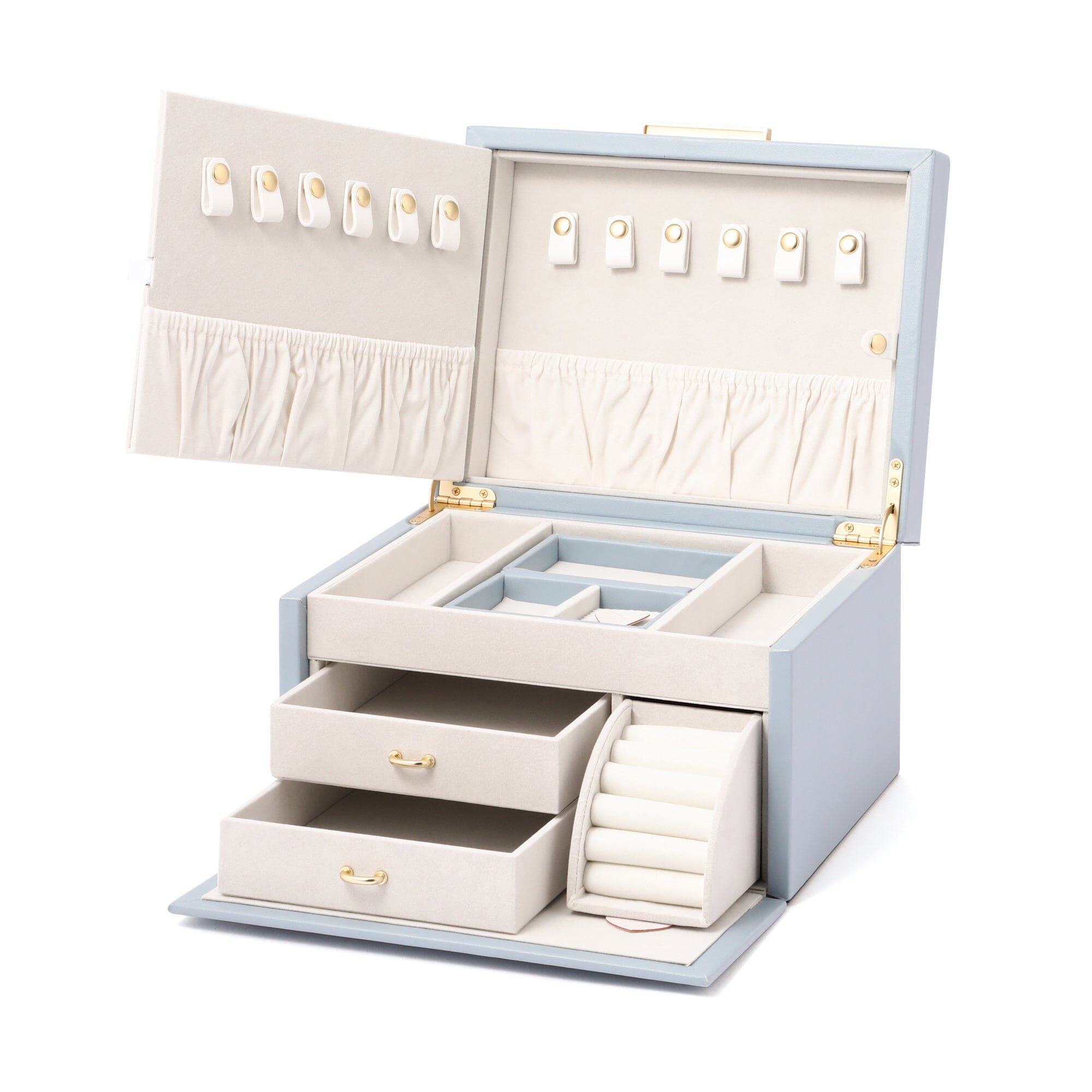 Exquisite Large Blue Embroidery Flower Jewelry Box - Perfect for Organizing Necklaces, Rings & Earrings - Elegant Home Decor & Gift Idea