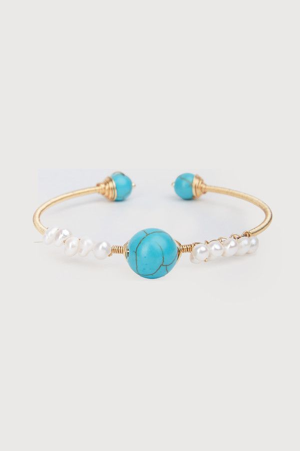 Elegant Turquoise Freshwater Pearl Cuff Bracelet for Women - Boho Chic Jewelry for Parties, Weddings & Everyday Wear