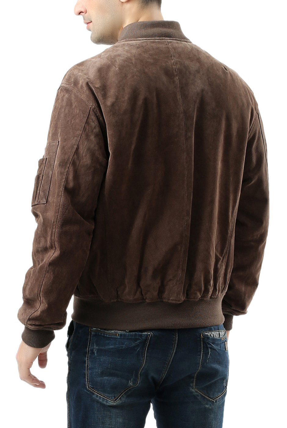 Premium Men's MA-1 Suede Leather Bomber Jacket - Classic Flight Jacket for Men (Big & Tall Sizes Available) - Perfect for Casual Wear, Night Out & Aviation Enthusiasts