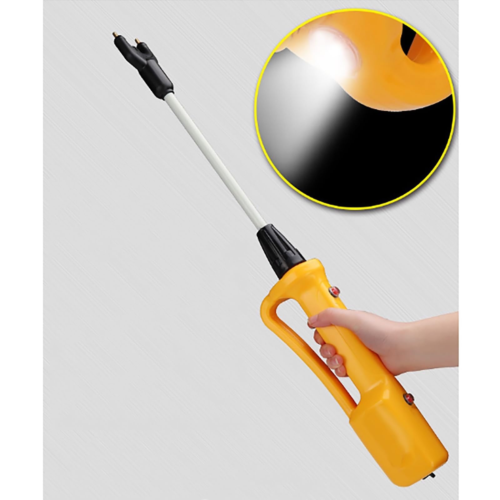 Rechargeable Electric Cattle Prod with LED Lights - Waterproof Livestock Prodder with Dual Safety Switch (15.3 Inch) - Perfect for Ranch, Farm & Animal Training