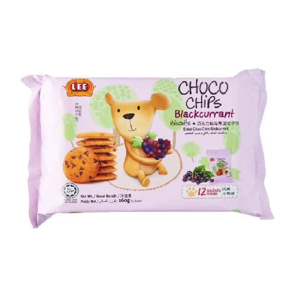 Lee Biscuits Cookies with Chocolate Chips & Blackcurrant - 160g (12 Pack) - Perfect for Snacking, Gifts & Tea Time Treats