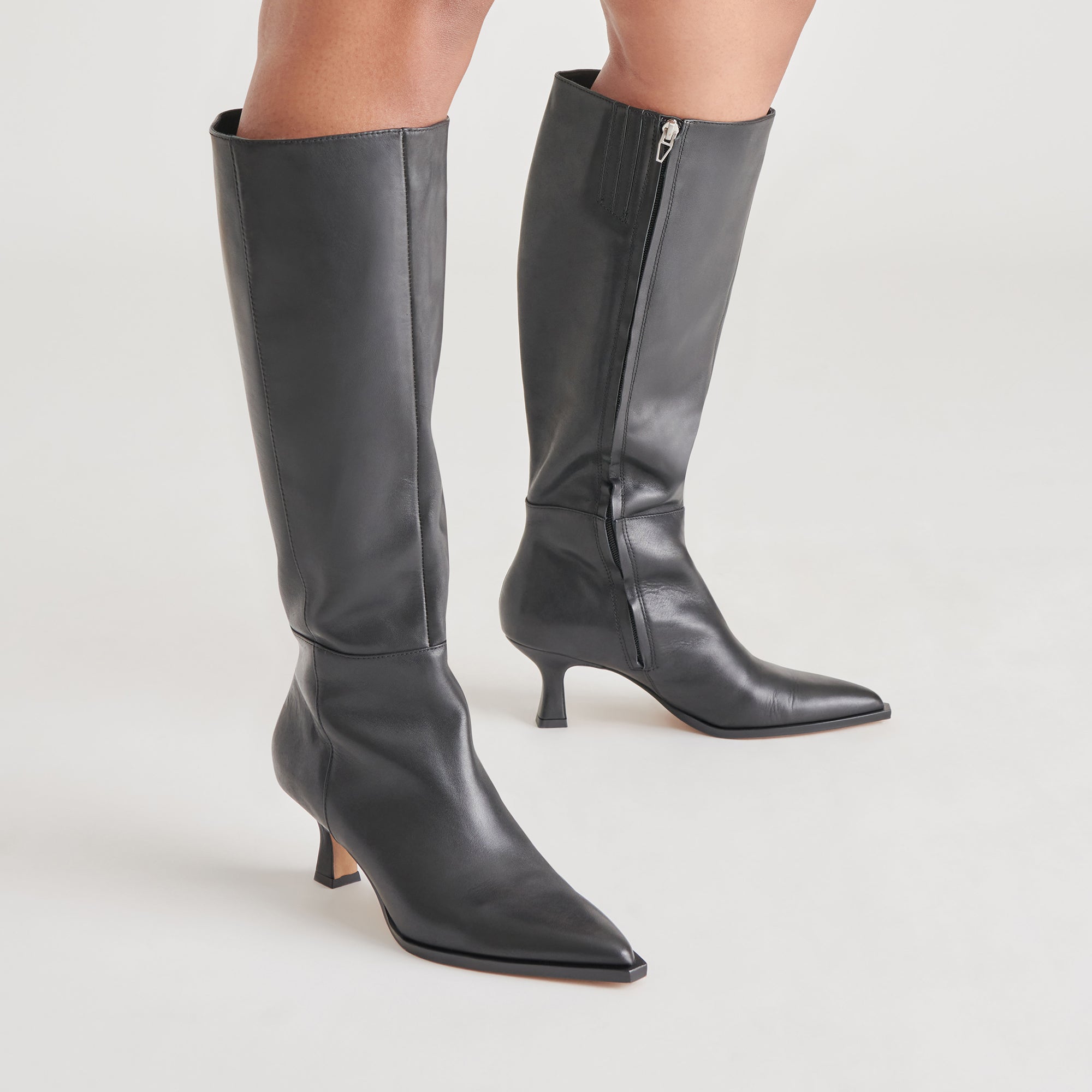 AUGGIE Wide Calf Boots for Women - Black Leather Ankle Boots for Comfort & Style - Perfect for Work, Casual Outfits & Winter Wear