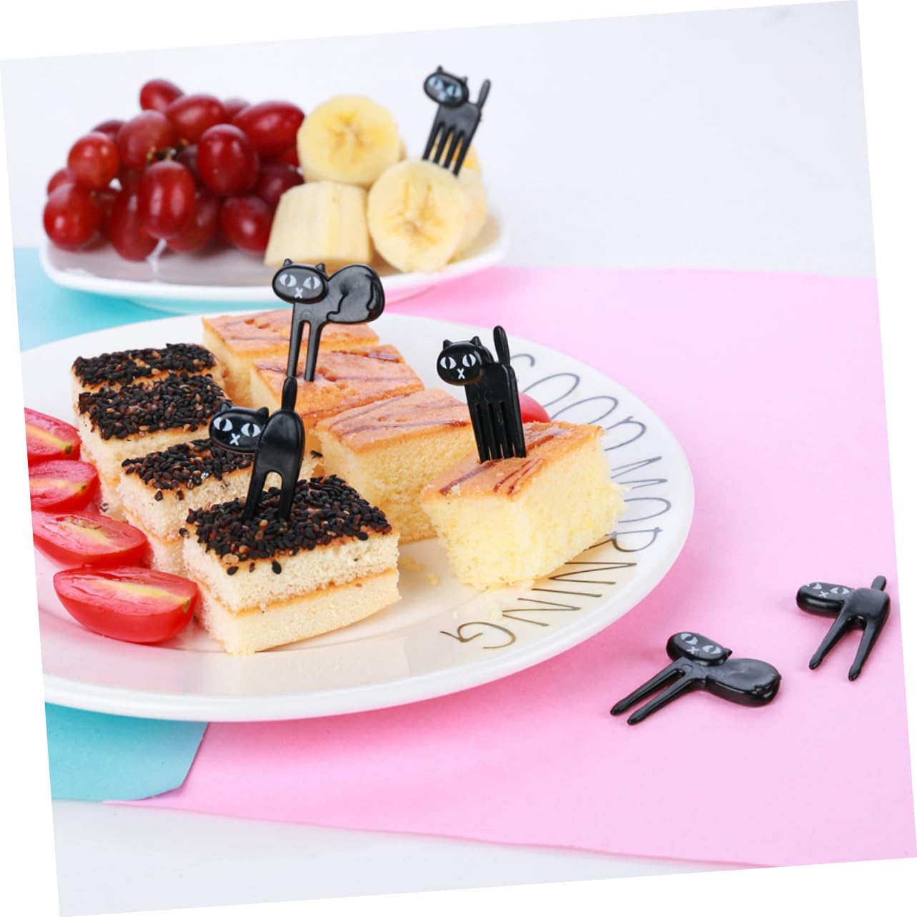 6-Piece Cute Kitten Fruit Fork Set - Animal-Shaped Dessert Picks for Fruit Party Decorations & Cake Toppers | Perfect for Kids' Parties, Baby Showers & Tea Time Snacks
