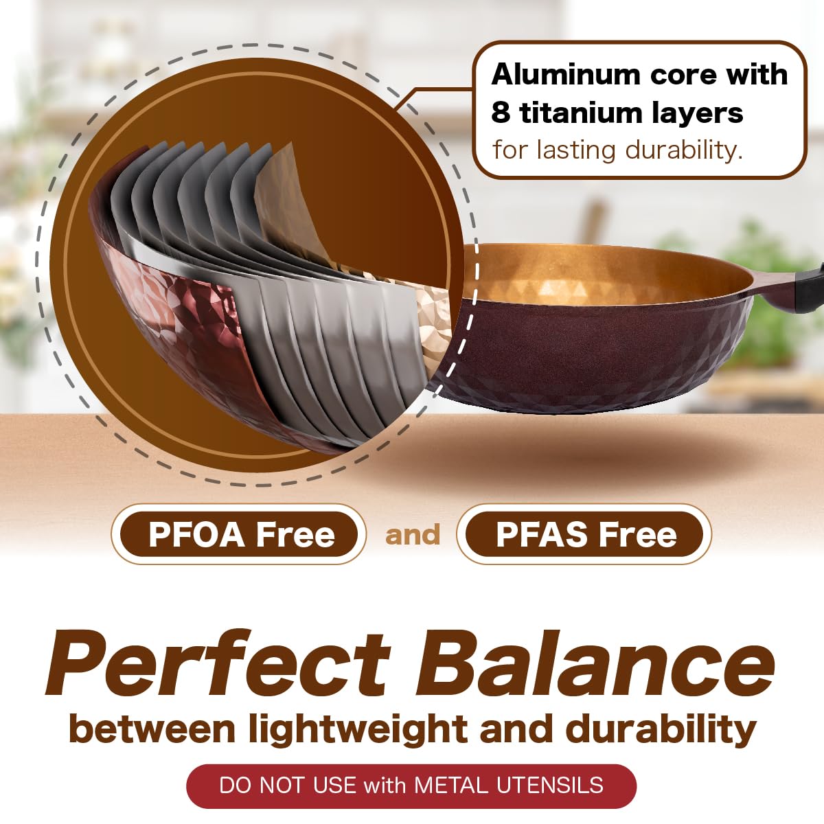 Premium Diamond X Non Stick Wok Pan with Lid - 11
