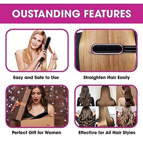 ELEXIQ Hair Straightener Comb Brush for Men & Women - Electric Straightening & Smoothing Comb with 5 Temperature Settings (Multi-Color) | Perfect for Home Use, Travel & Salon Styling