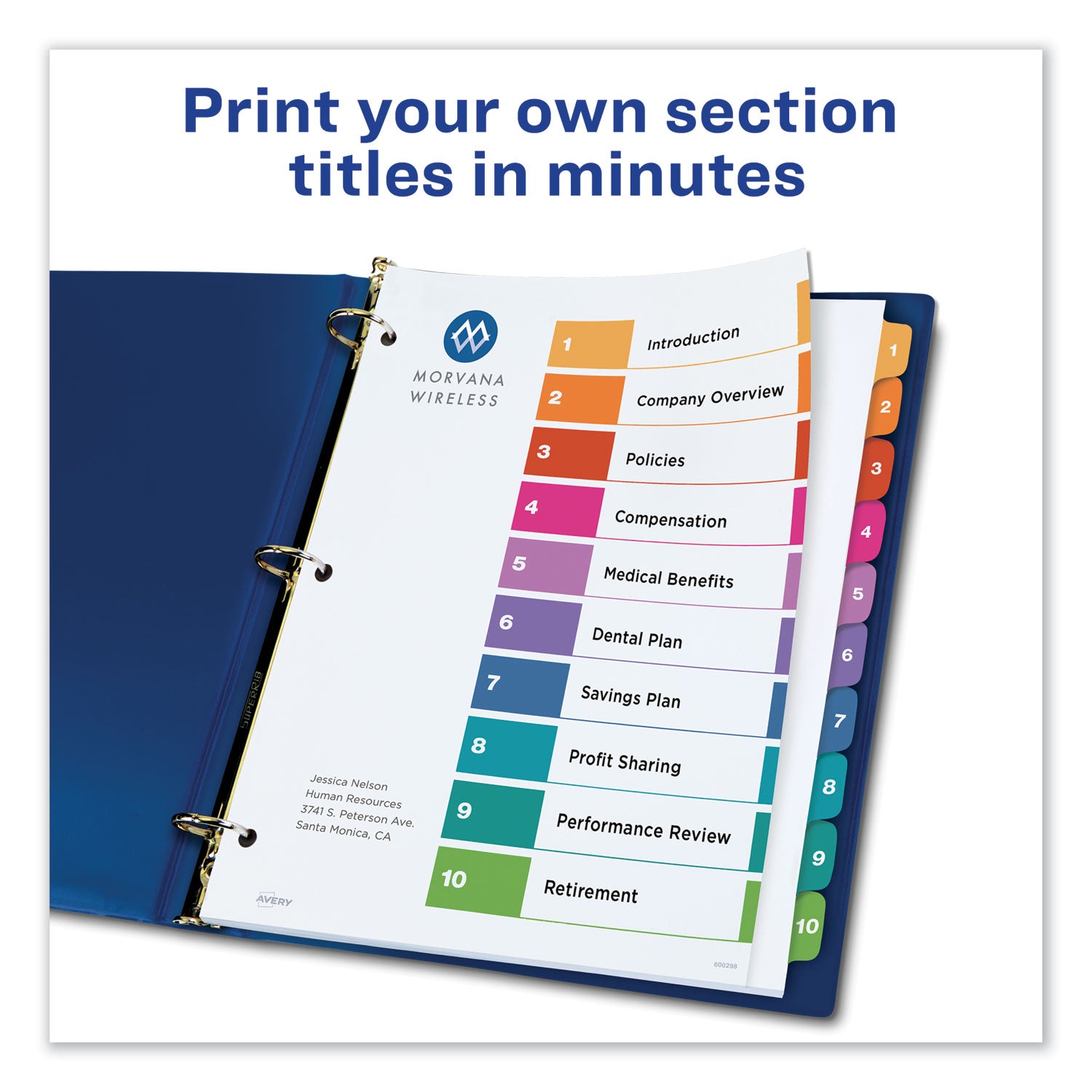 Avery Customizable TOC Ready Index Multicolor Tab Dividers - 10 Tabs (1-10), 11