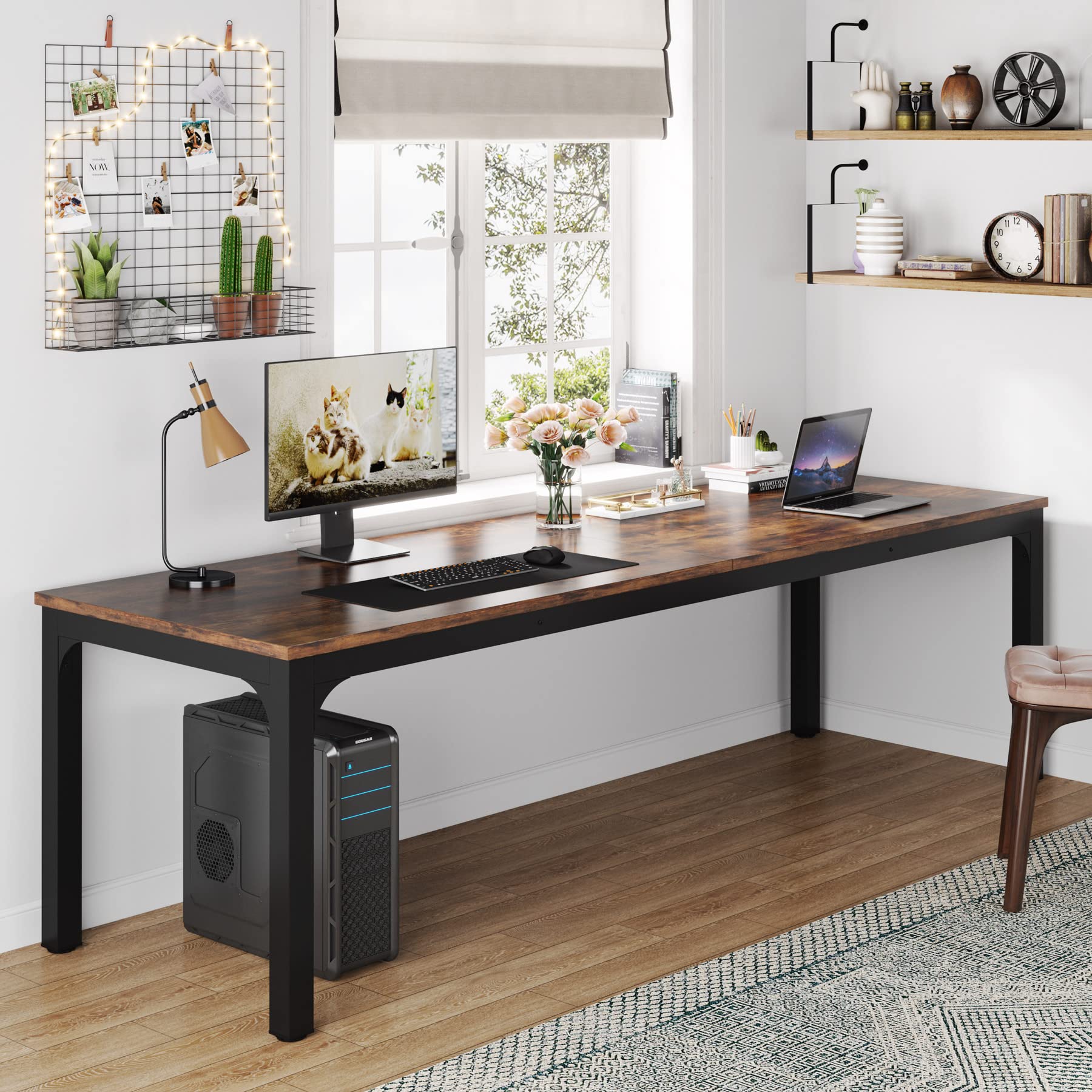 Tribesigns 78.7 Inch Extra Long Computer Desk for 2 People - Spacious Double Workstation with Sturdy Frame for Home Office & Gaming Setup - Perfect for Shared Workspaces, Remote Work, and Online Classes