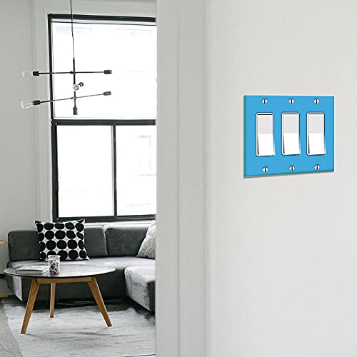 WIRESTER 3-Gang Decorator Light Switch Plate Cover - Solid Baby Blue Wall Plate, 3-Piece Set for Home, Office & Commercial Decor