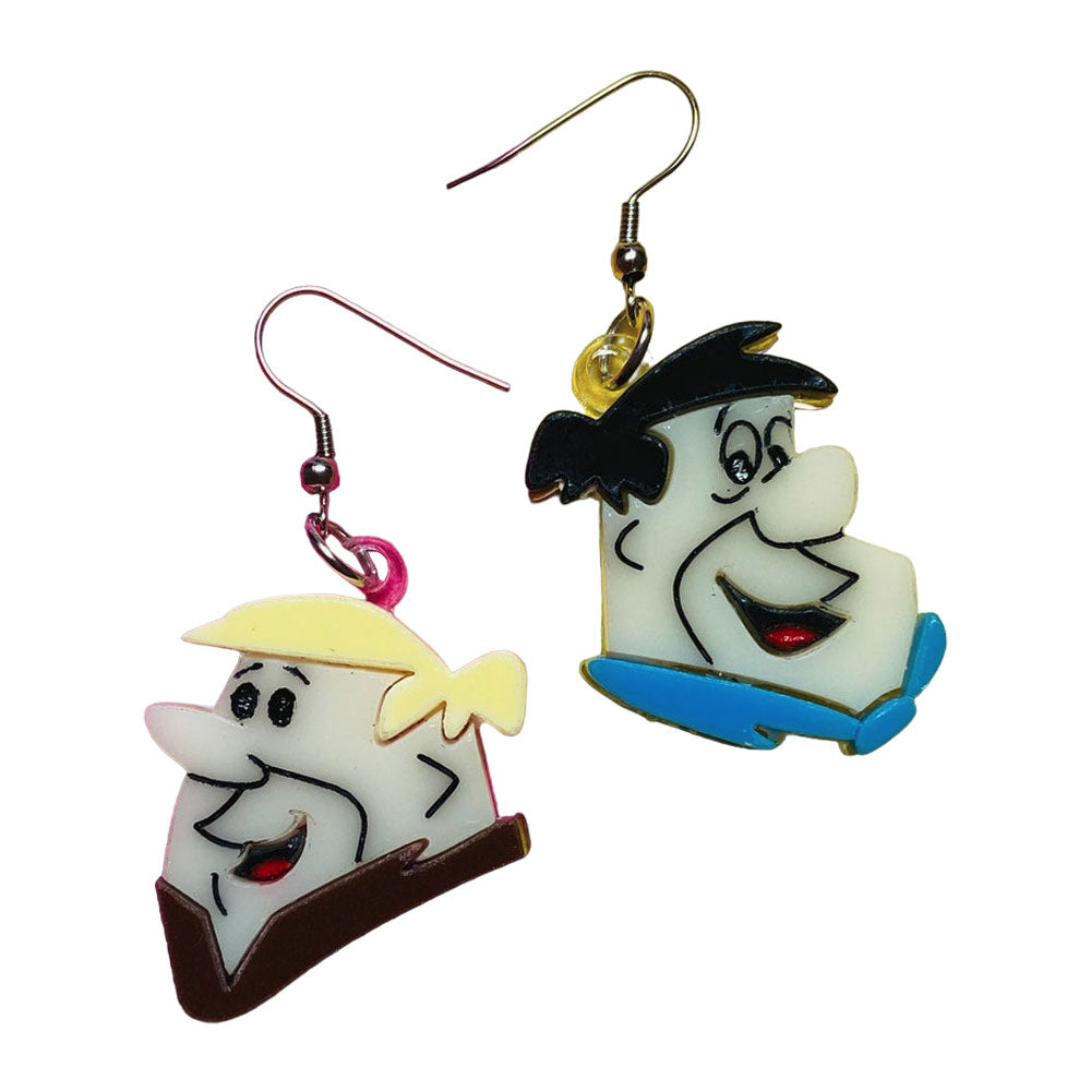 Betty & Wilma Fred Barney Cartoon Acrylic Earrings Set - Fun & Stylish Jewelry for Women - Perfect for Cosplay, Parties & Everyday Wear
