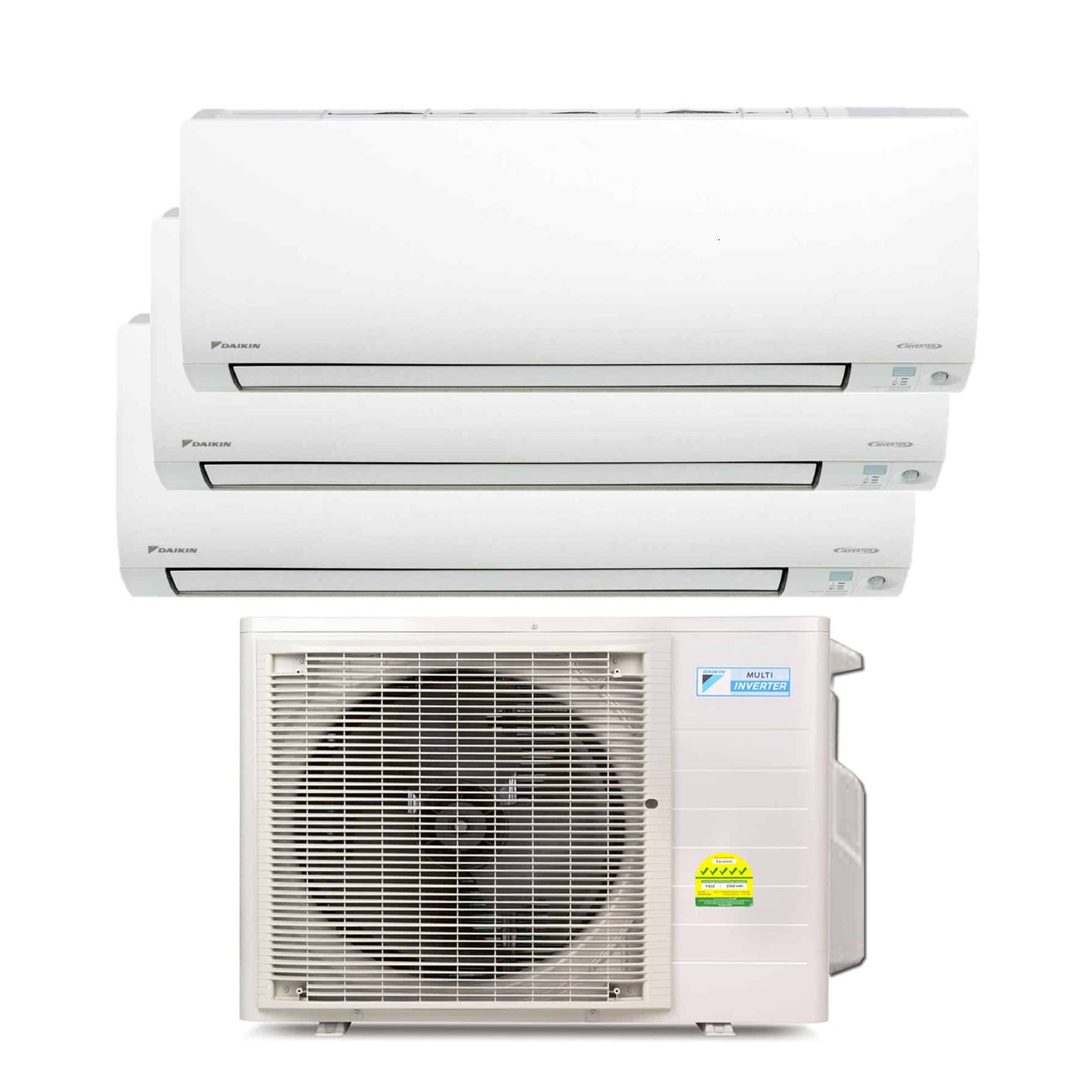 iSmileEco System 3 Air Conditioner (9K BTU x2 + 12K BTU) with Free Installation - Energy Efficient Ductless Mini Split AC for Home & Office Cooling
