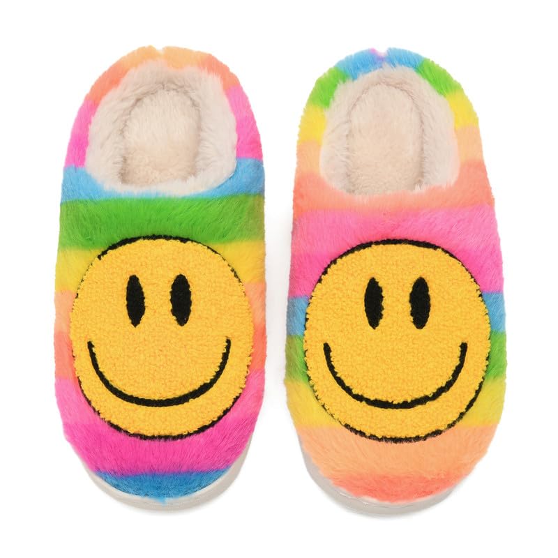 Cute Smile Slippers for Kids - Soft Plush Happy Face Slippers with Memory Foam for Girls & Boys | Warm Fuzzy House Shoes for Indoor & Outdoor Use | Perfect for Playtime, Lounging & Cozy Home Comfort