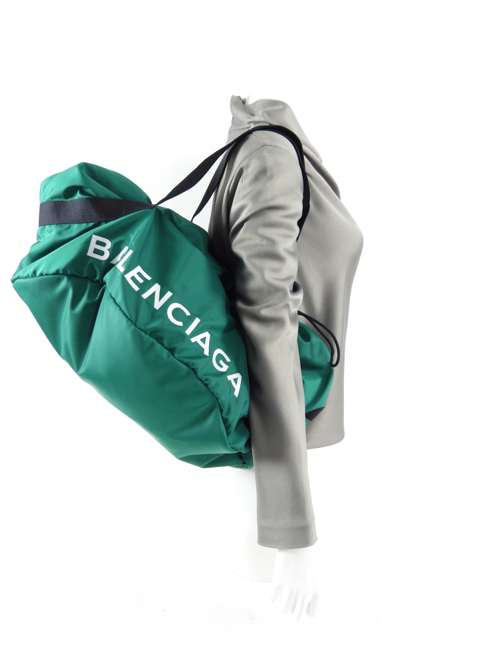 Balenciaga Green Nylon Large Wheel Tote Bag - Stylish Travel & Everyday Carry for Women | Perfect for Work, Shopping & Weekend Outings