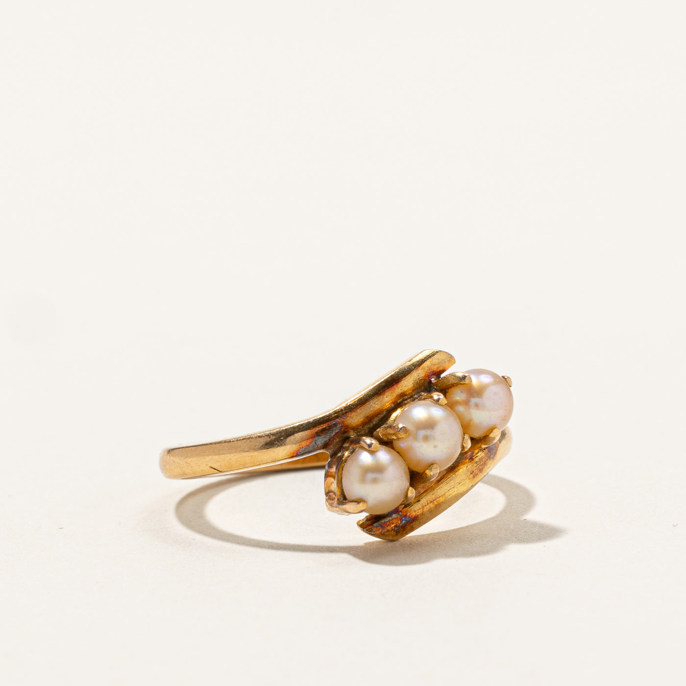 Exquisite Three Stone Pearl Ring - Size 7.5 - Elegant Jewelry for Women, Perfect for Weddings, Anniversaries & Special Occasions