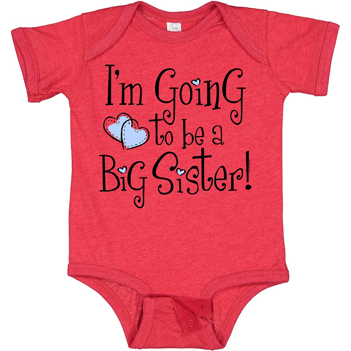 Inktastic Heart New Big Sister Baby Bodysuit - Cute & Comfortable Infant Onesie for Newborn Girls - Perfect Sibling Announcement & Photo Outfit