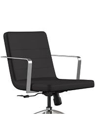 9 To 5 @nce Black Vinyl Conference Chair with Chrome Base & Fixed Arms - Ergonomic Office Chair for Meetings, Conference Rooms & Professional Workspaces