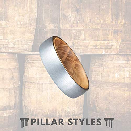 6mm Silver Tungsten Wedding Band for Men - Bourbon Barrel & Reclaimed Wood Ring - Unique Anniversary Gift for Him - Perfect for Whiskey Lovers & Outdoor Enthusiasts