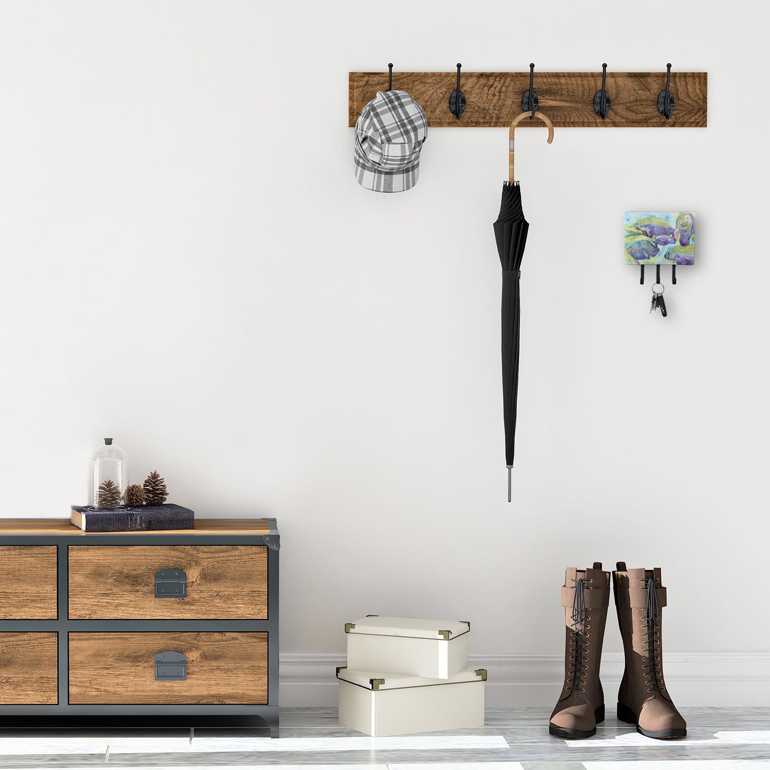 Caroline's Treasures 8544TH68 Manatee-Themed Wall Hook Organizer - Key Holder, Coat Rack, Leash Hanger for Keys, Towels, Aprons & Pet Accessories | Perfect for Entryway, Kitchen & Bathroom Organization