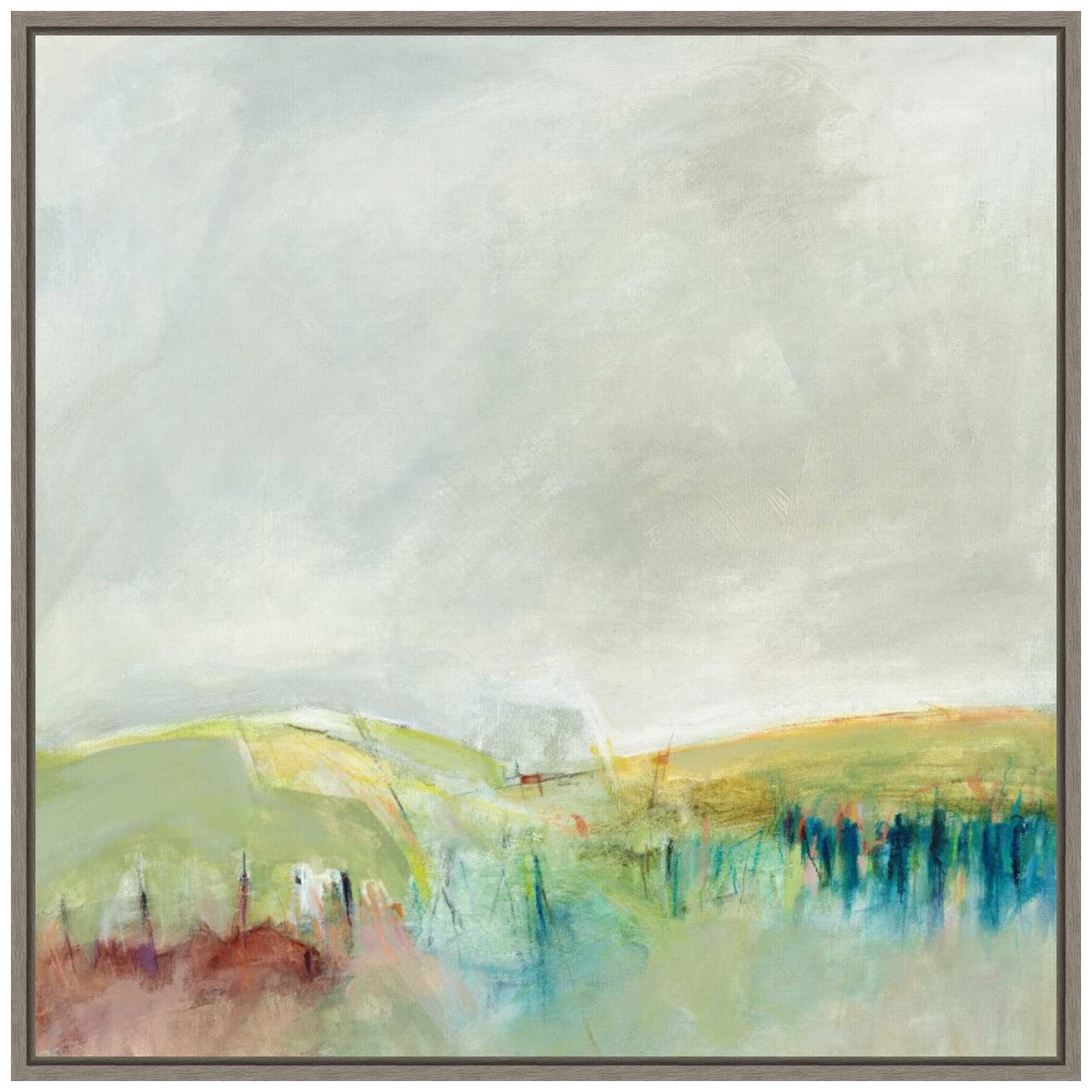 Alice Sheridan 'Marking Out The Morning' Framed Canvas Wall Art Print - 22x22 Inches, Sylvie Greywash Frame - Modern Home & Office Decor for Living Room, Bedroom, Dining Area