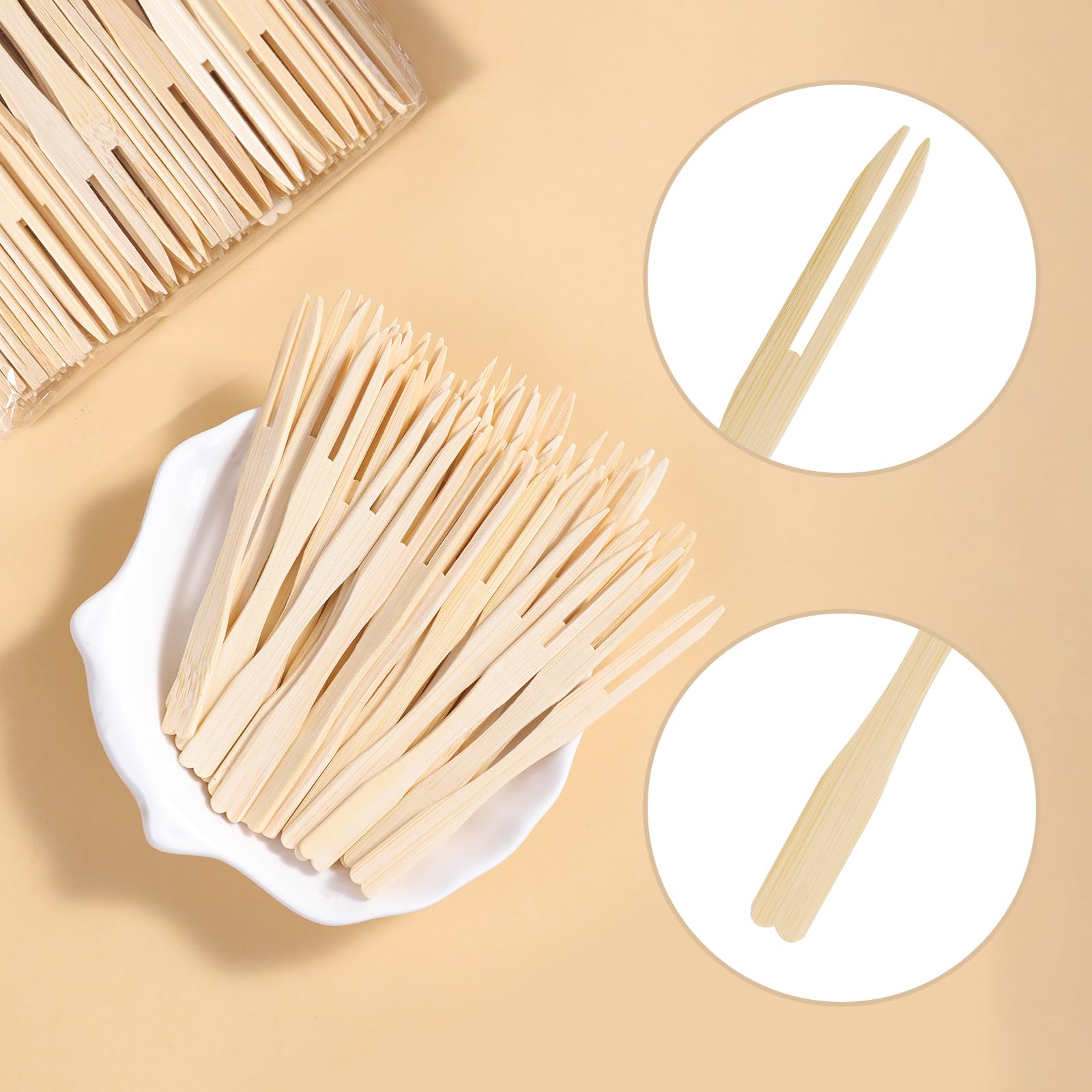 500-Count Bamboo Appetizer Forks & Toothpicks - 3.5 Inch Eco-Friendly Wooden Party Picks for Charcuterie Boards, Cocktail Parties, Fruit Platters, Weddings & Picnics - Sustainable Disposable Cutlery for Entertaining & Catering