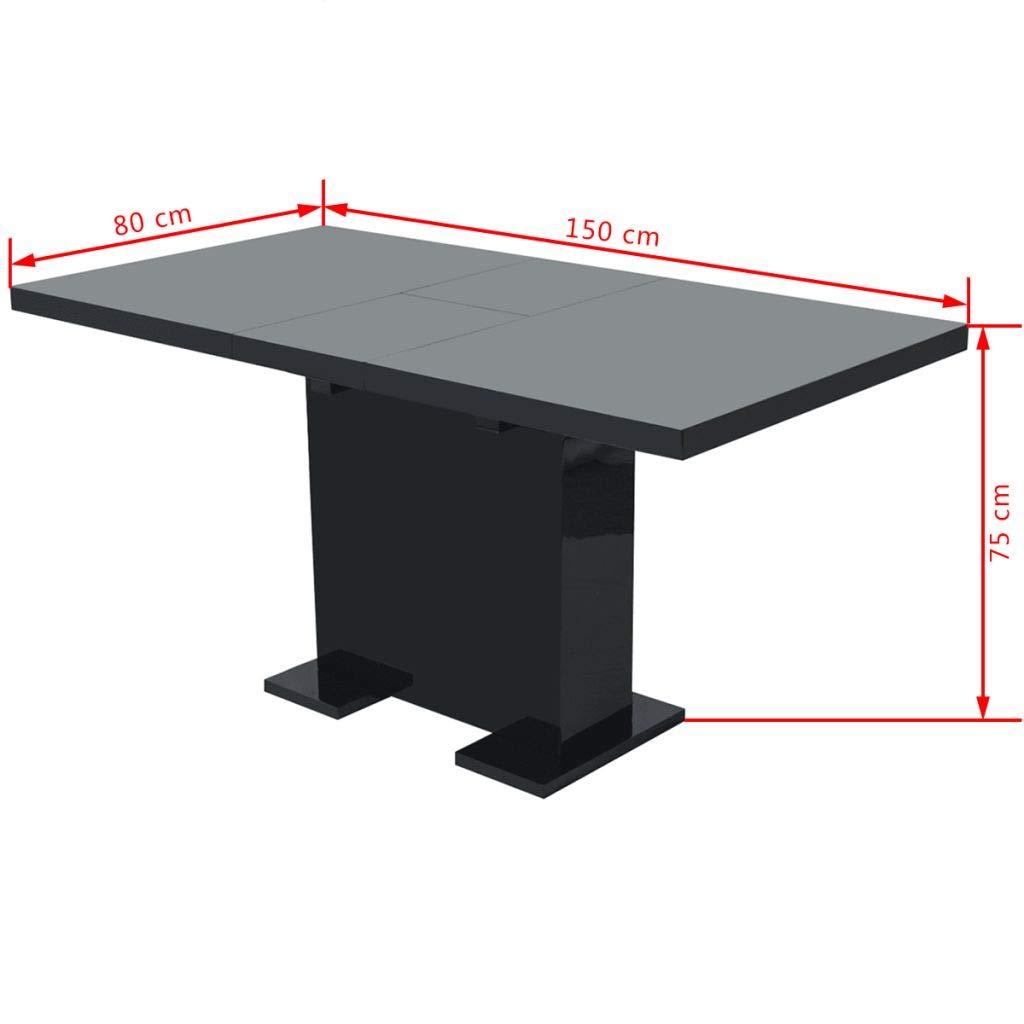 FAMIROSA Extendable Dining Table - Space Saving Kitchen & Living Room Table with Pedestal Base, Black | Perfect for Small Apartments, Family Gatherings & Dinner Parties