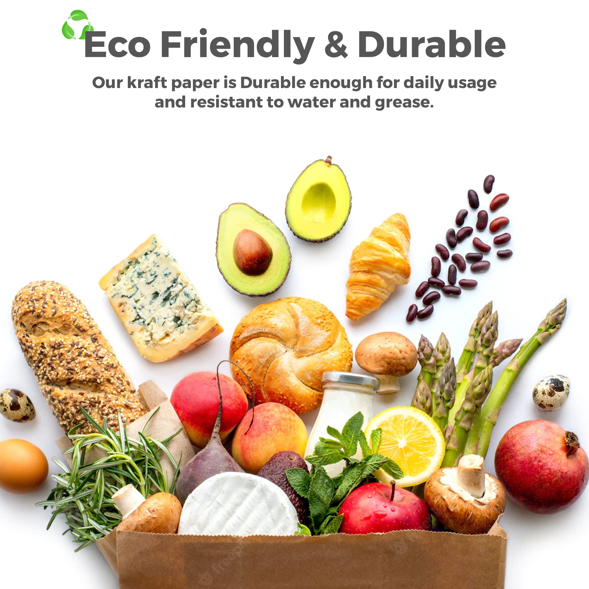 5lb Brown Paper Lunch Bags 100 Count - Eco-Friendly Large Lunch Size Paper Bags for Sandwiches, Snacks & School Meals | Perfect for Kids Lunches, Picnics & Office Meals
