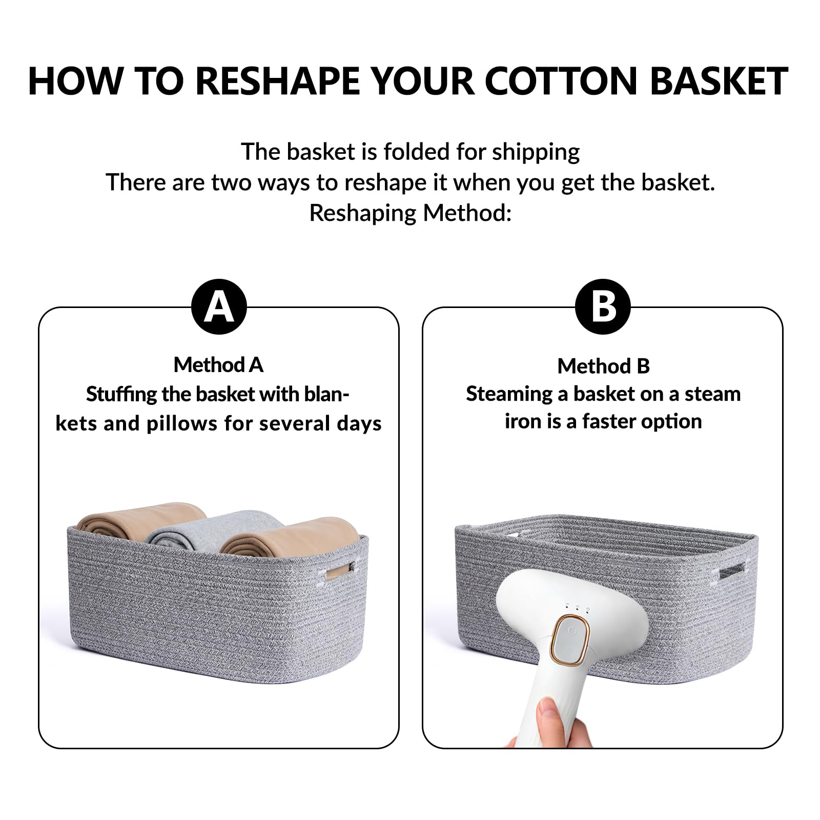 Large Storage Baskets for Shelves & Closets - 2 Pack Woven Rope Organizer Bins (17