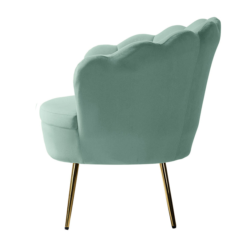 Evelia Velvet Scalloped Barrel Chair - Luxurious Velvet Accent Chair with Curved Back for Living Room, Bedroom & Office - Perfect for Reading Nook, Lounge Area or Home Decor