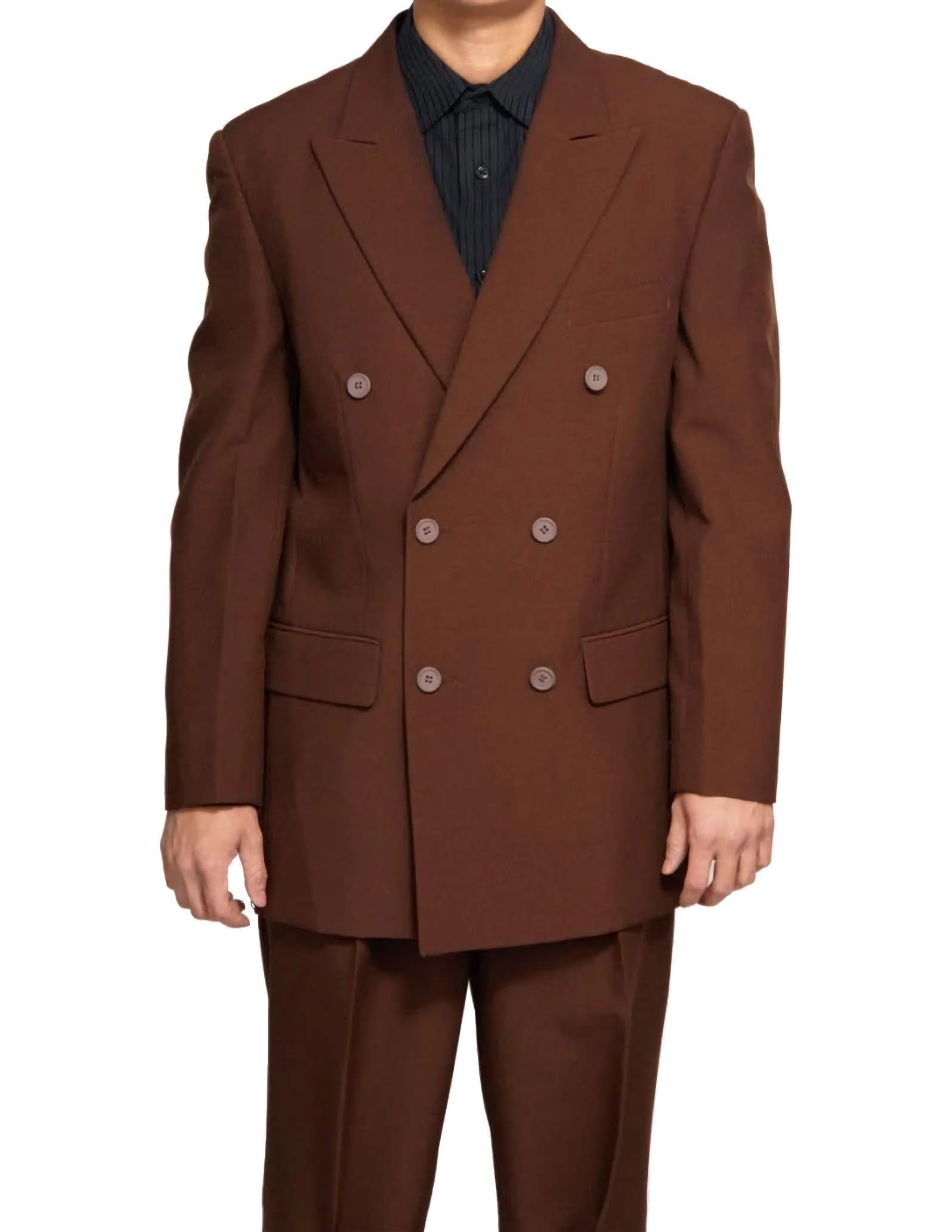 Stylish Brown Regular Fit Double Breasted 2-Piece Suit for Men | Formal Business Attire | Perfect for Weddings, Office & Special Occasions