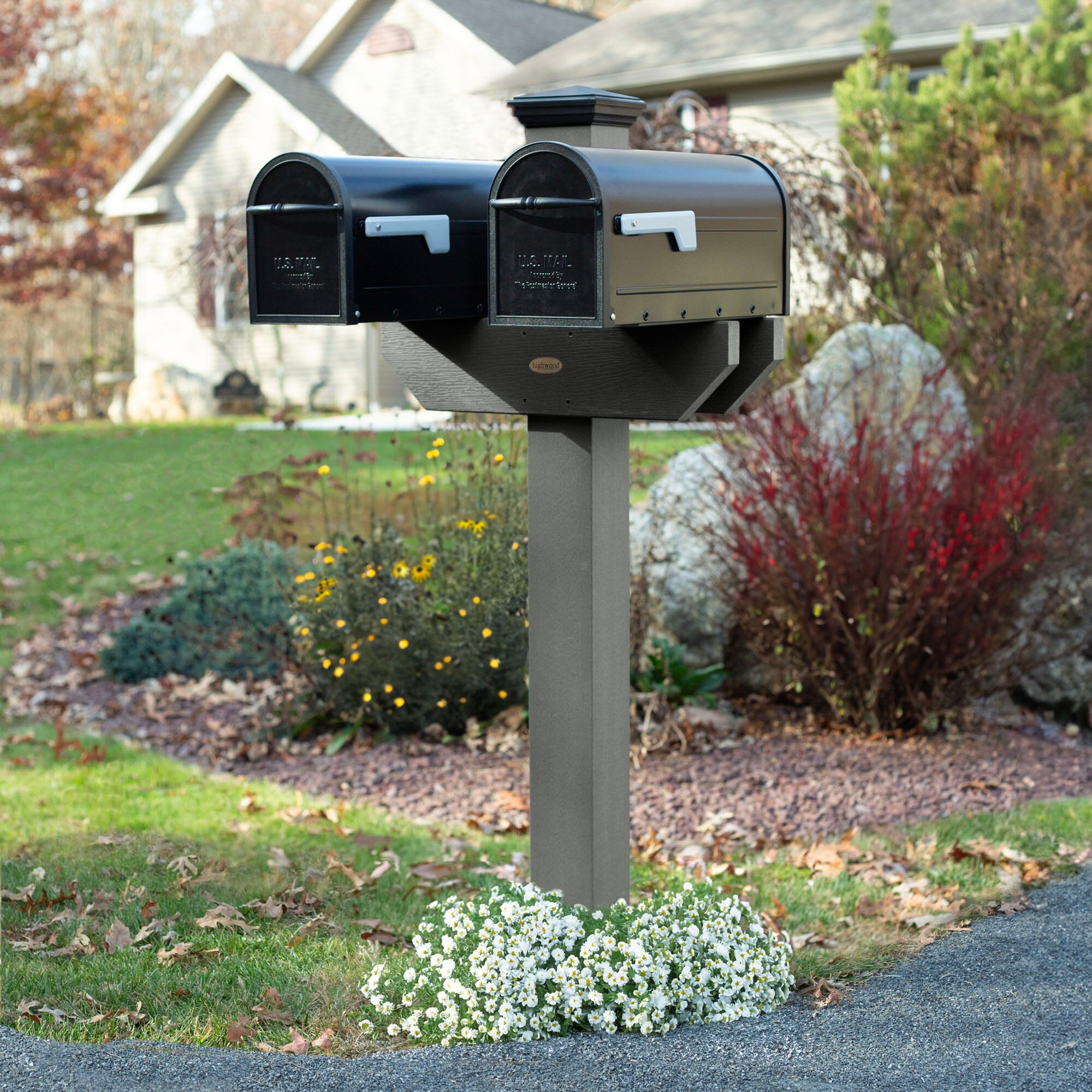 Hazleton Side by Side Mailbox Post - Durable Double Mailbox Stand for Residential & Commercial Use - Perfect for Driveway, Yard, and Curb Installation