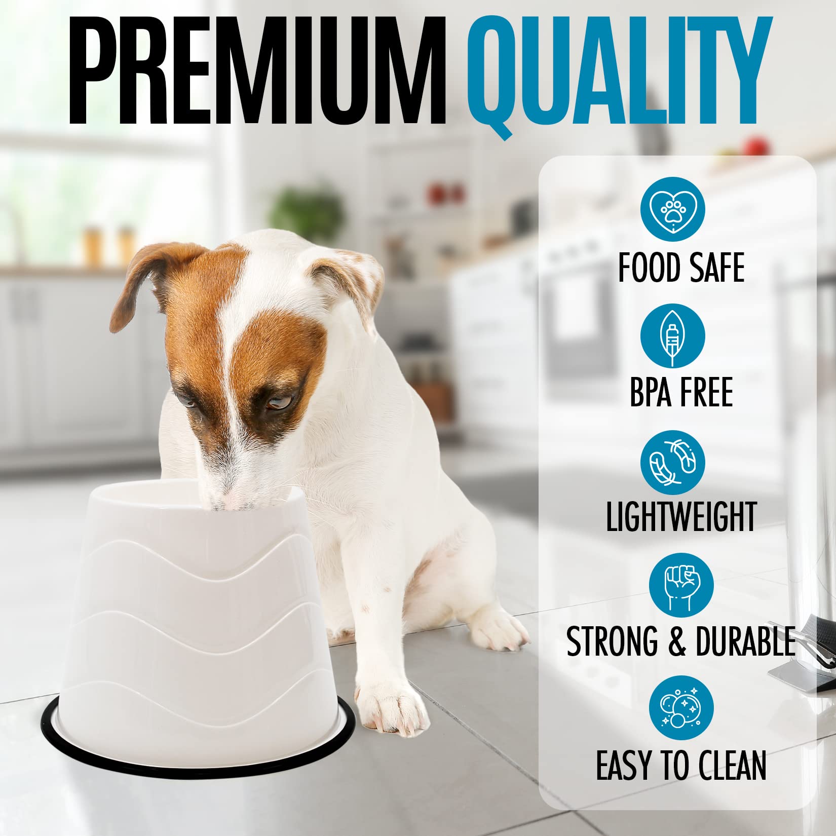 Elevated Dog Bowls with Non-Slip Base - Large Raised Pet Food Bowls for Dogs & Cats - Perfect for Pets Wearing Cones or Large Breeds - Durable Bowl Stand for Mess-Free Feeding at Home or Travel