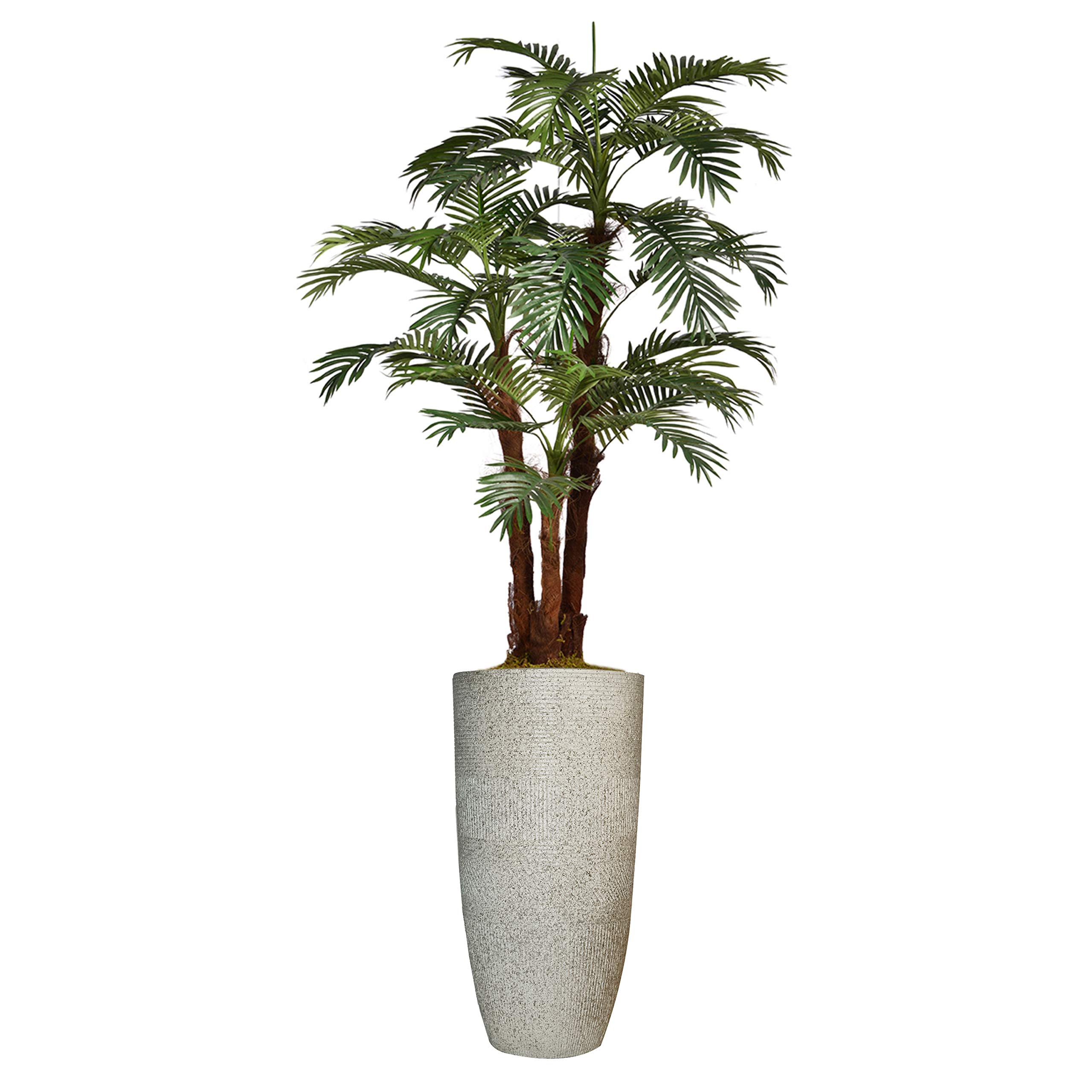Vintage Green Emerald Artificial Faux Palm Tree with Fiberstone Planter - 80