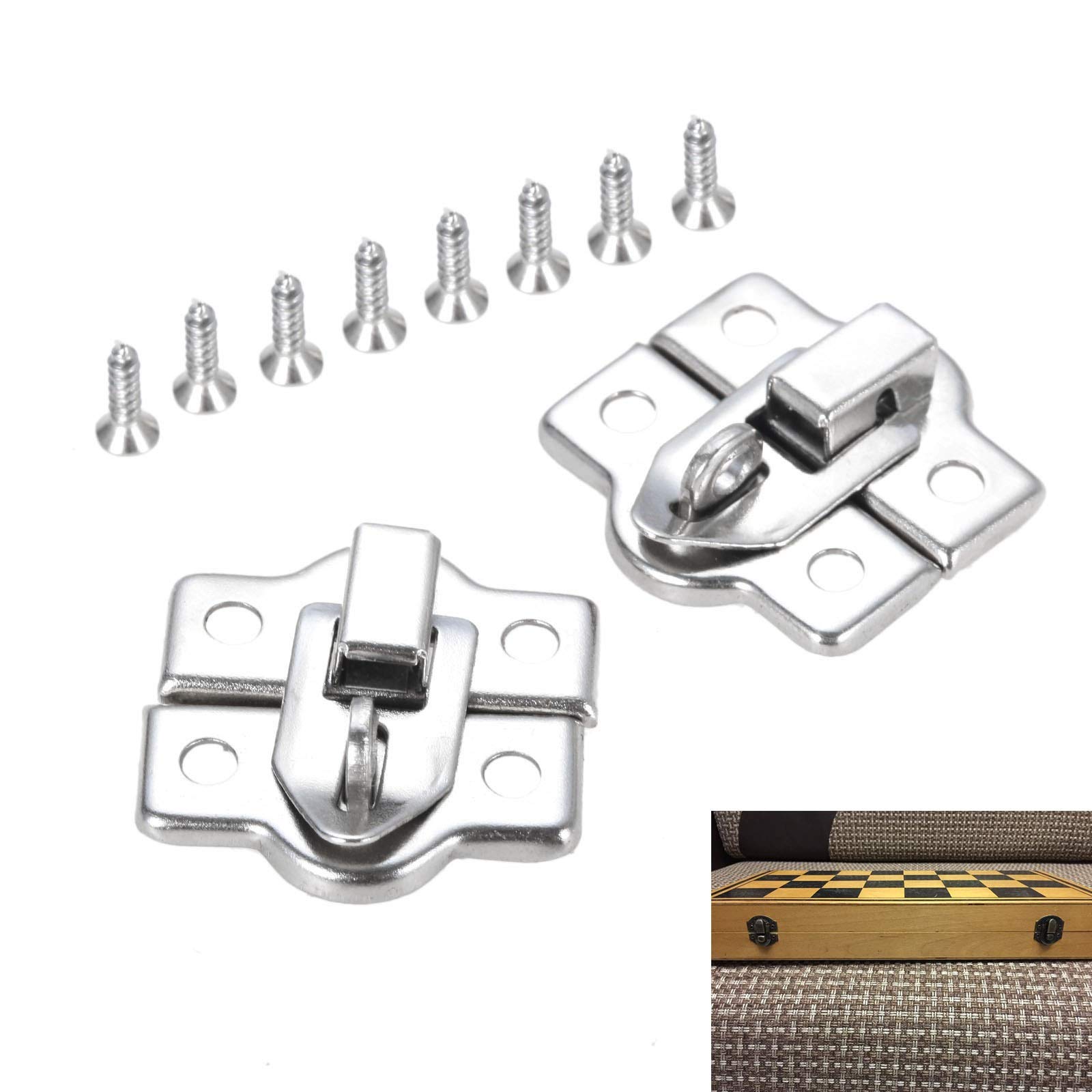 10-Piece Wooden Box Toggle Latch Set - 26x28mm Mini Jewelry Chest Lock with Screws - Secure Gift Boxes, Wine Cases & Suitcases - Durable Hasp Hook for DIY Craft Projects & Home Organization